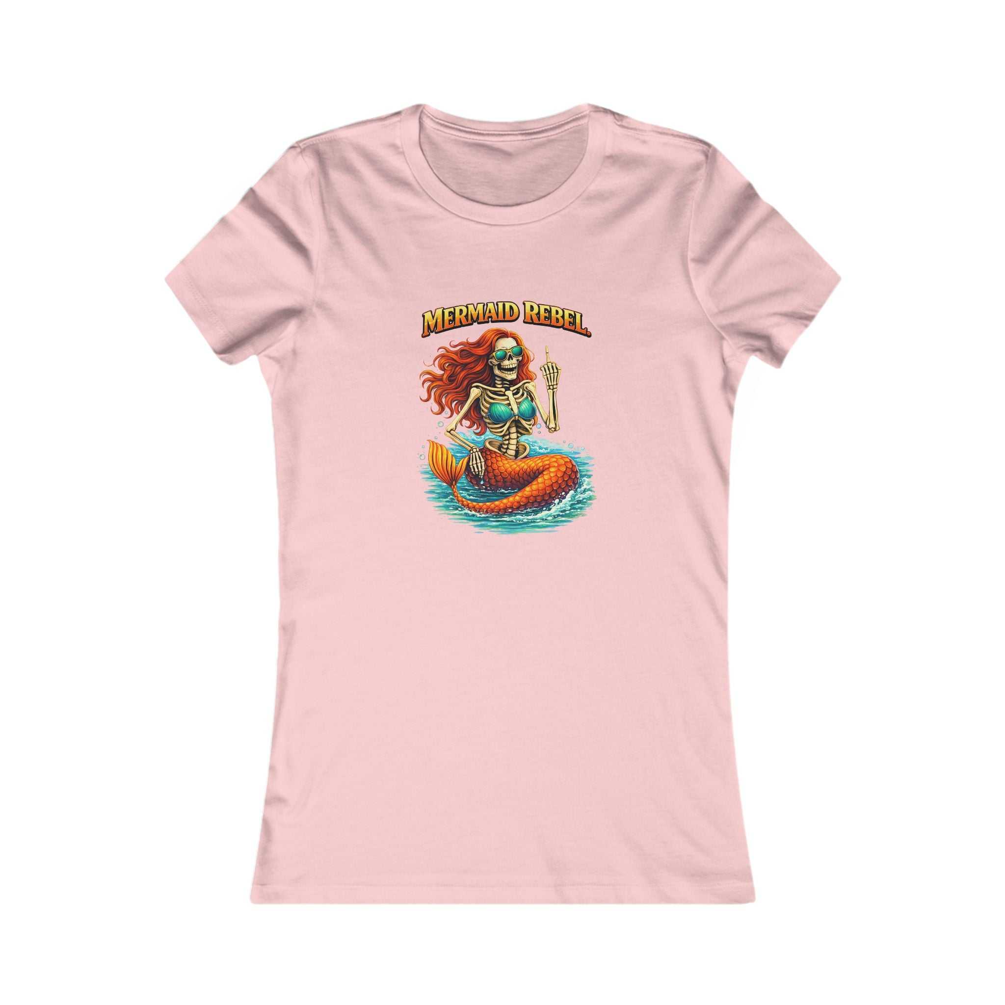 Slim-fit Mermaid Mom Graphic Tee with vintage mermaid illustration on turquoise wave, soft cotton, ribbed collar, available in sizes S to 2XL