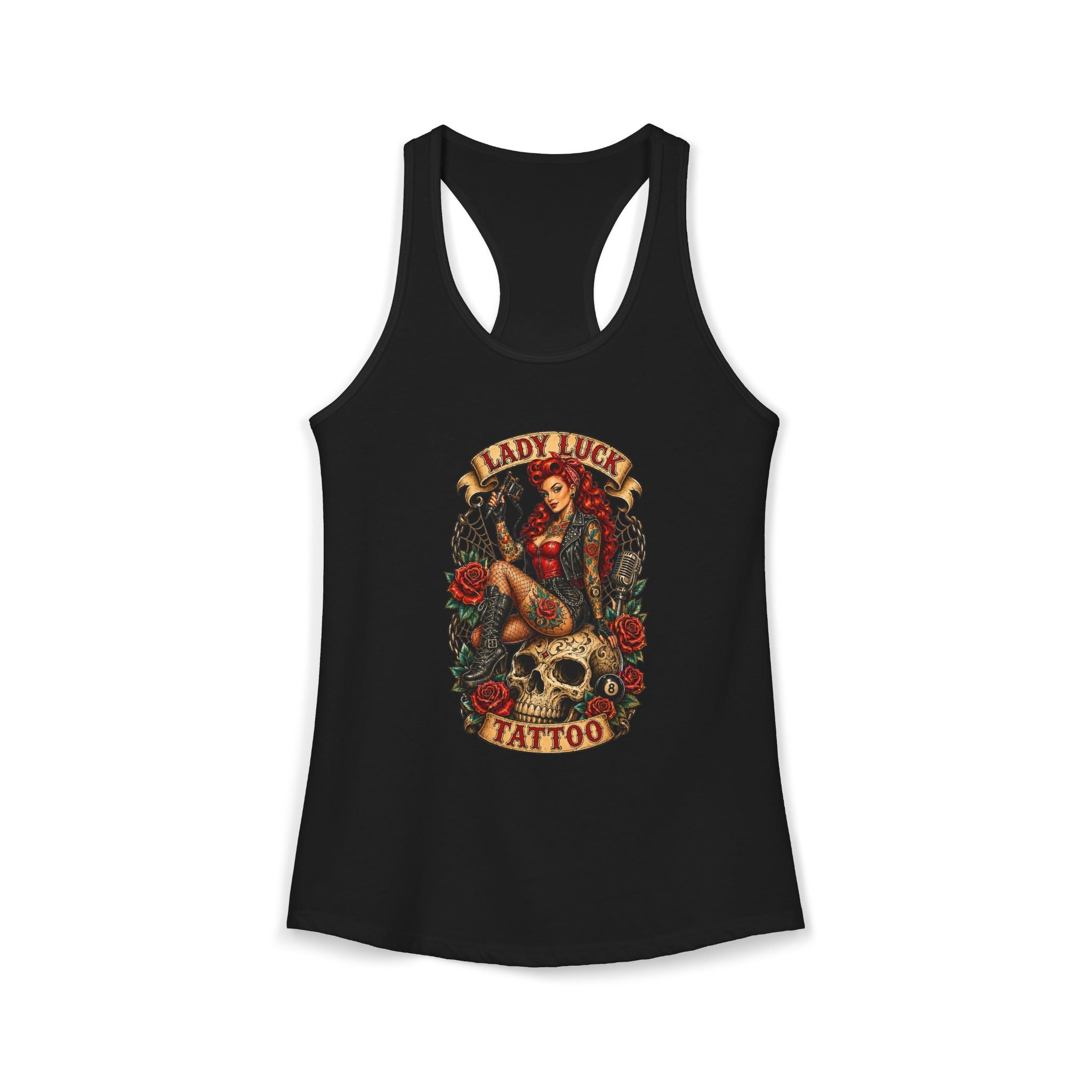 Lady Luck Tattoo Skull Queen Women’s Racerback Tank