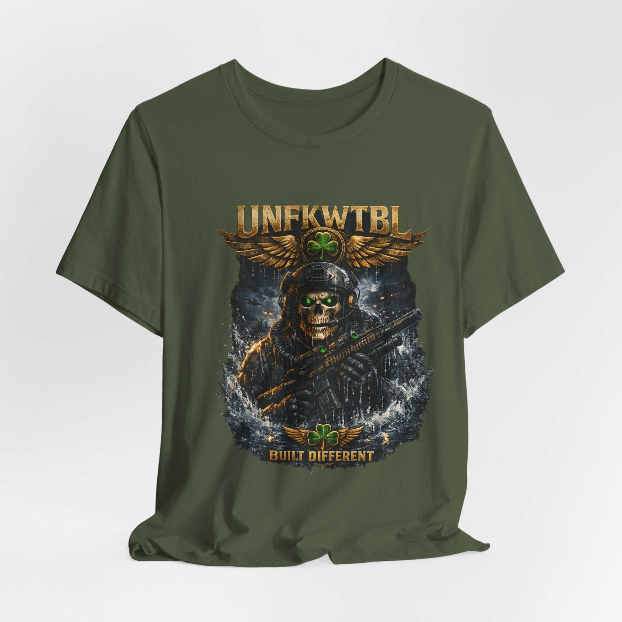 Unkillable Soldier Skull Tee — "Unfkwtbl" Military Skull Graphic T-Shirt