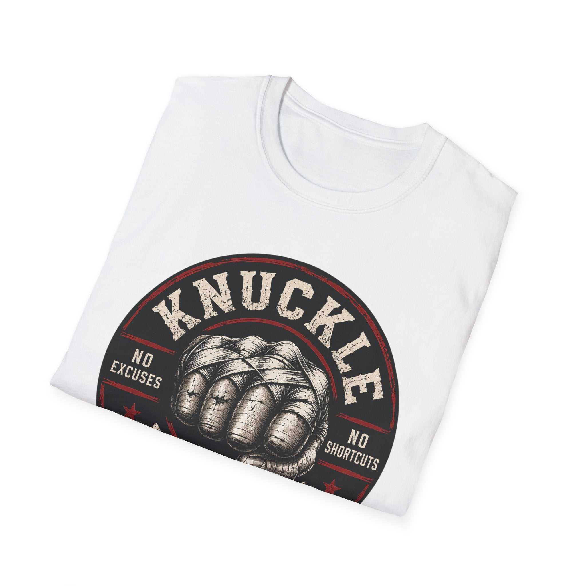 T-Shirt — Knuckle Down Vintage Fist Design (No Excuses, No Shortcuts)