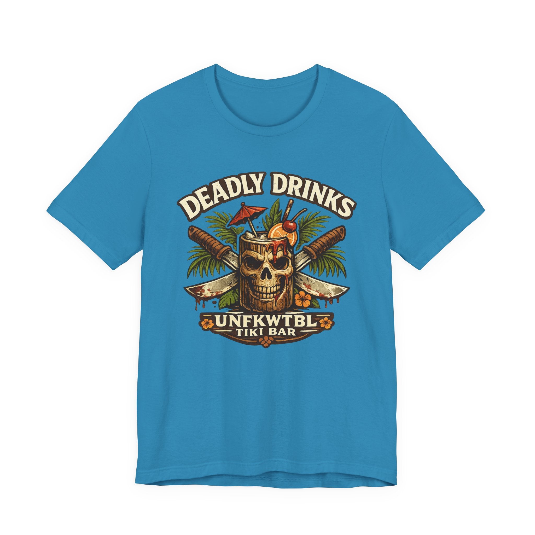 Tiki Bar Skull Tee — "Deadly Drinks" Tropical Cocktail Shirt