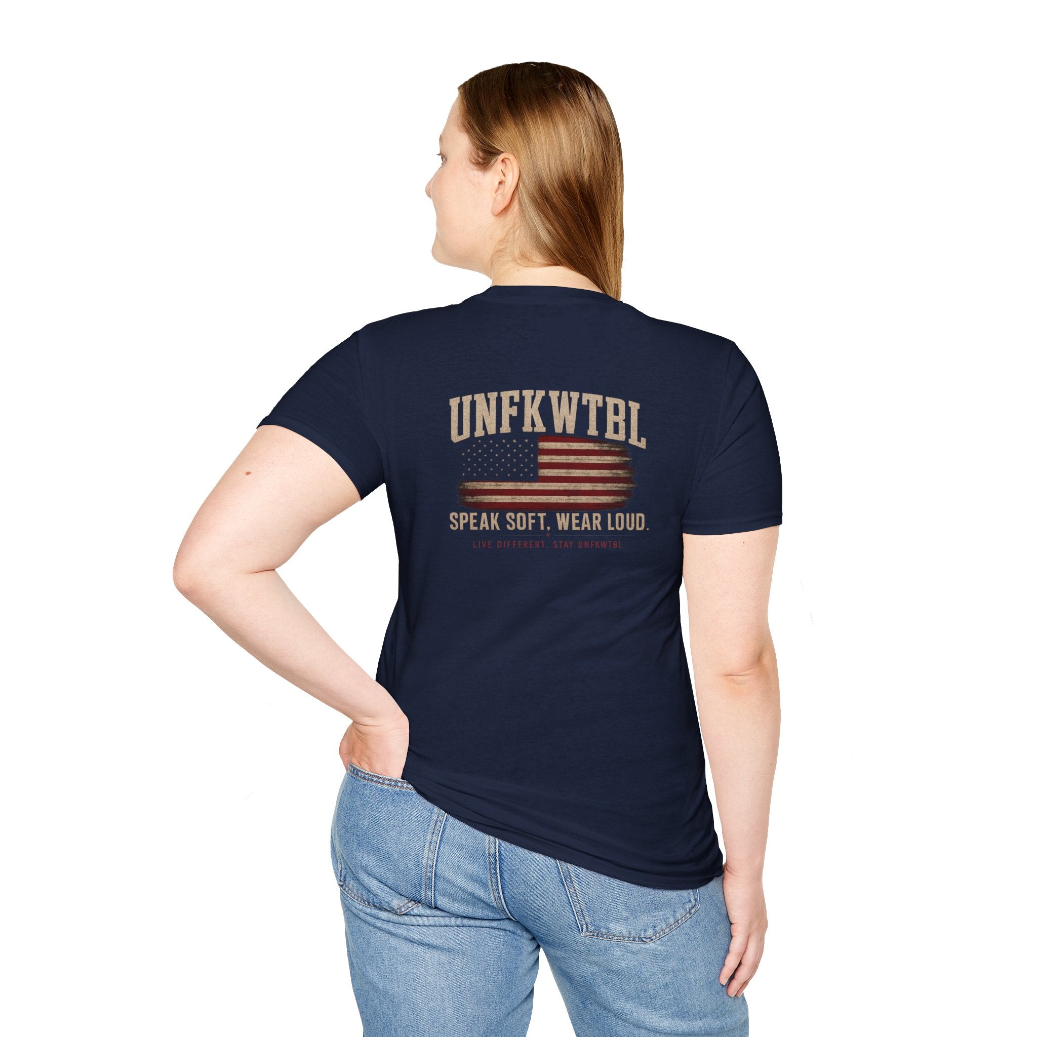 Unfkwtfl Flag Shield T-Shirt — Vintage American Patriotic Tee
