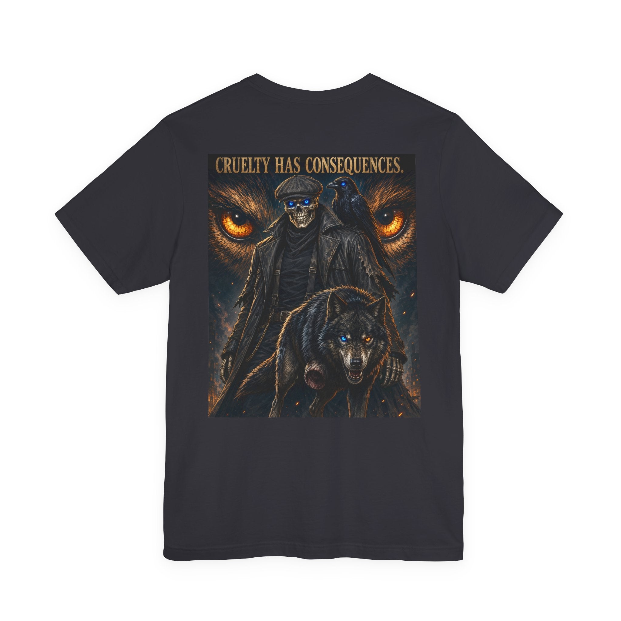 Skull & Wolf T-Shirt — "Cruelty Has Consequences" Gothic Animal Rights Tee