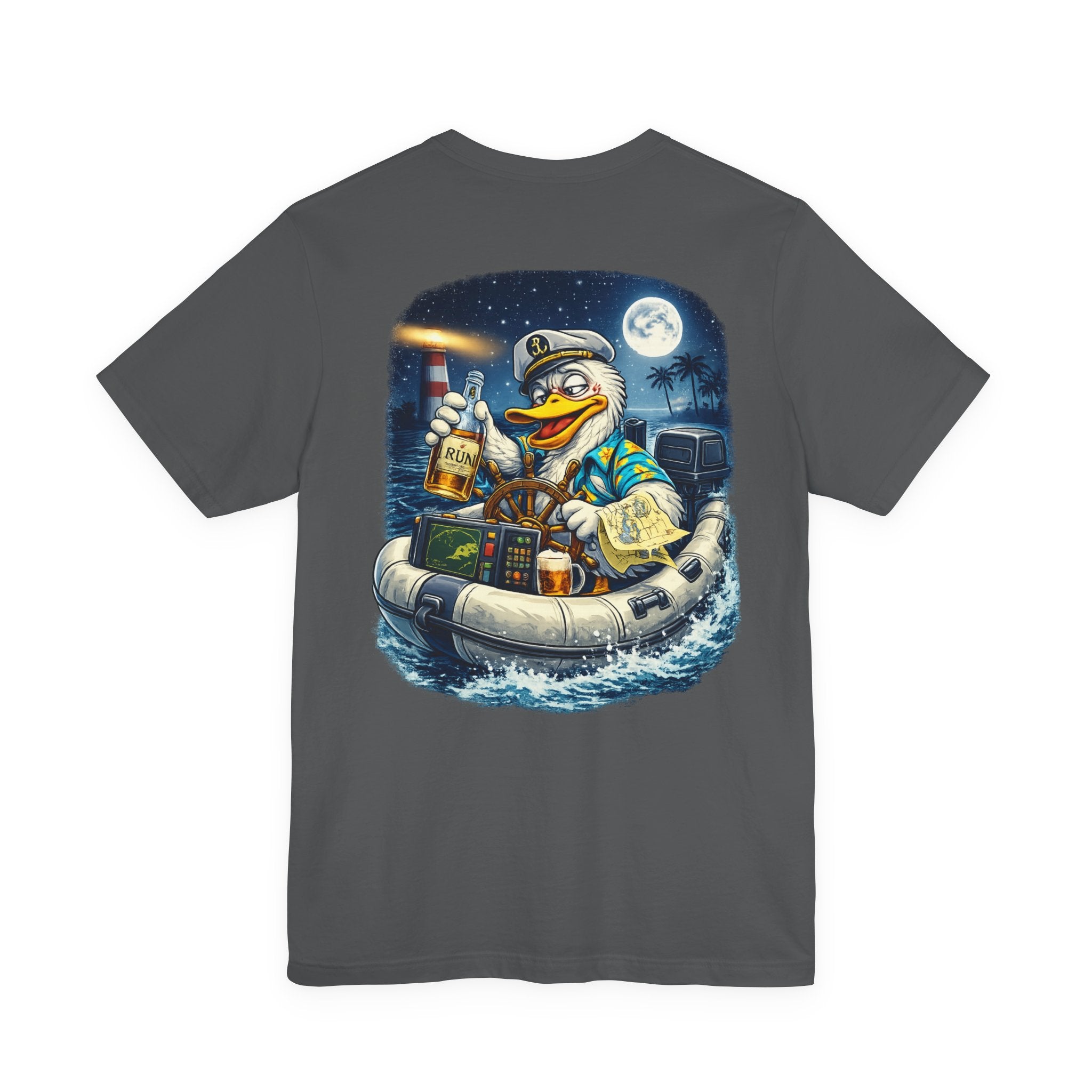 Duck Captain Graphic Tee — Sailor Duck Drinking Rum Retro Beach Shirt