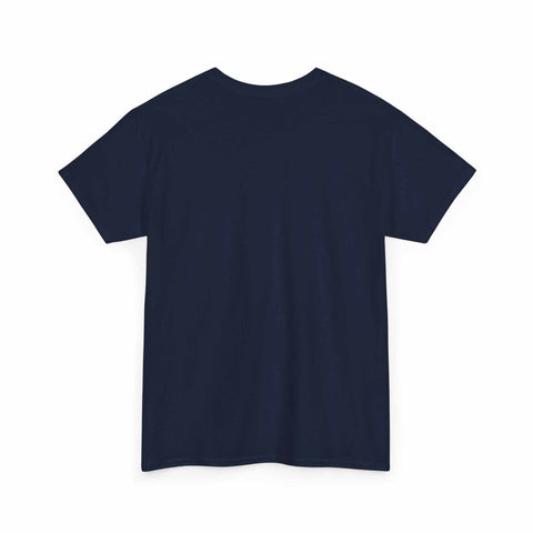 Back view of navy blue zombie baseball tee made from 100% cotton with classic fit and ribbed collar, part of Yankees vintage design collection