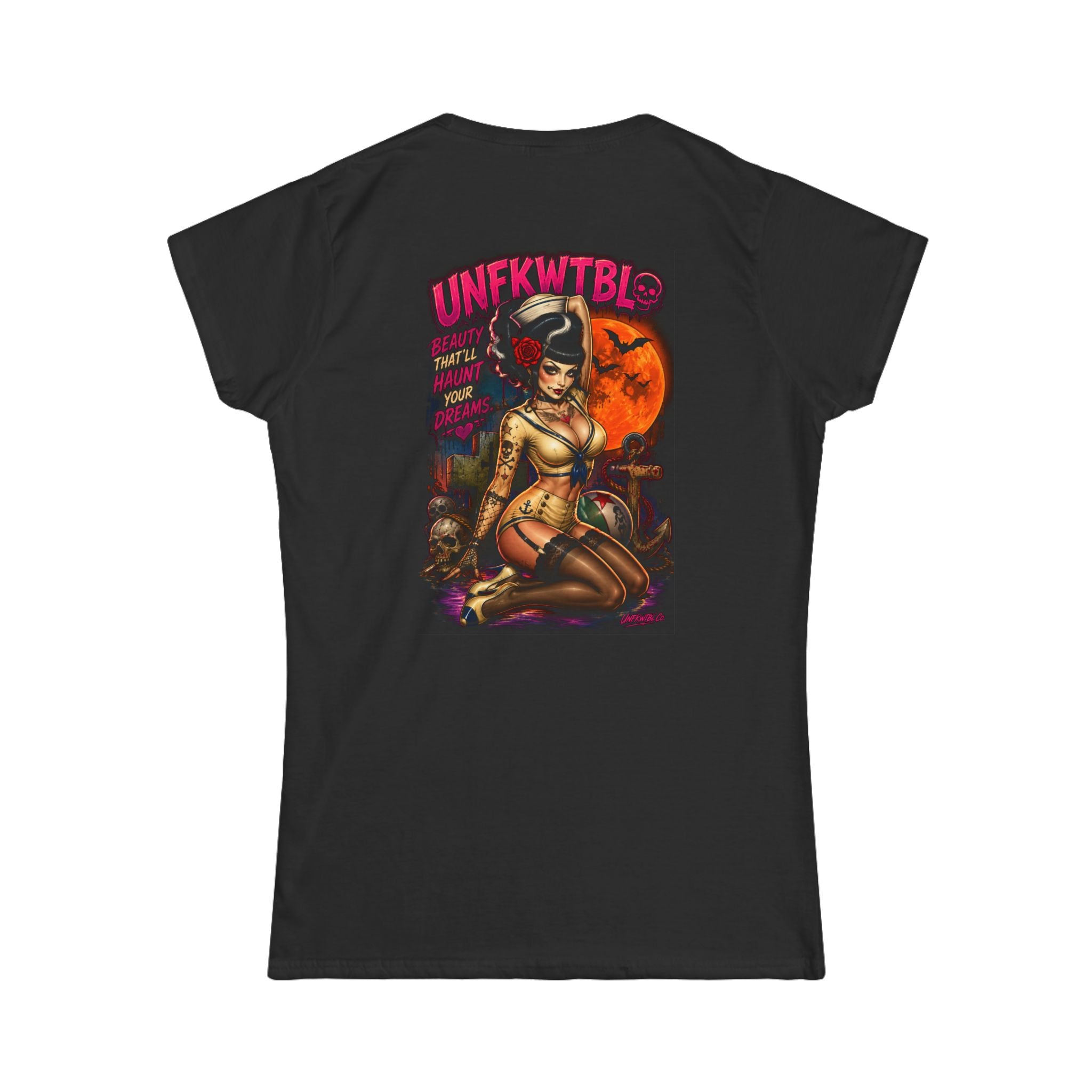 Zombie beach pinup Women’s White Tee — Classic Softstyle Crewneck
