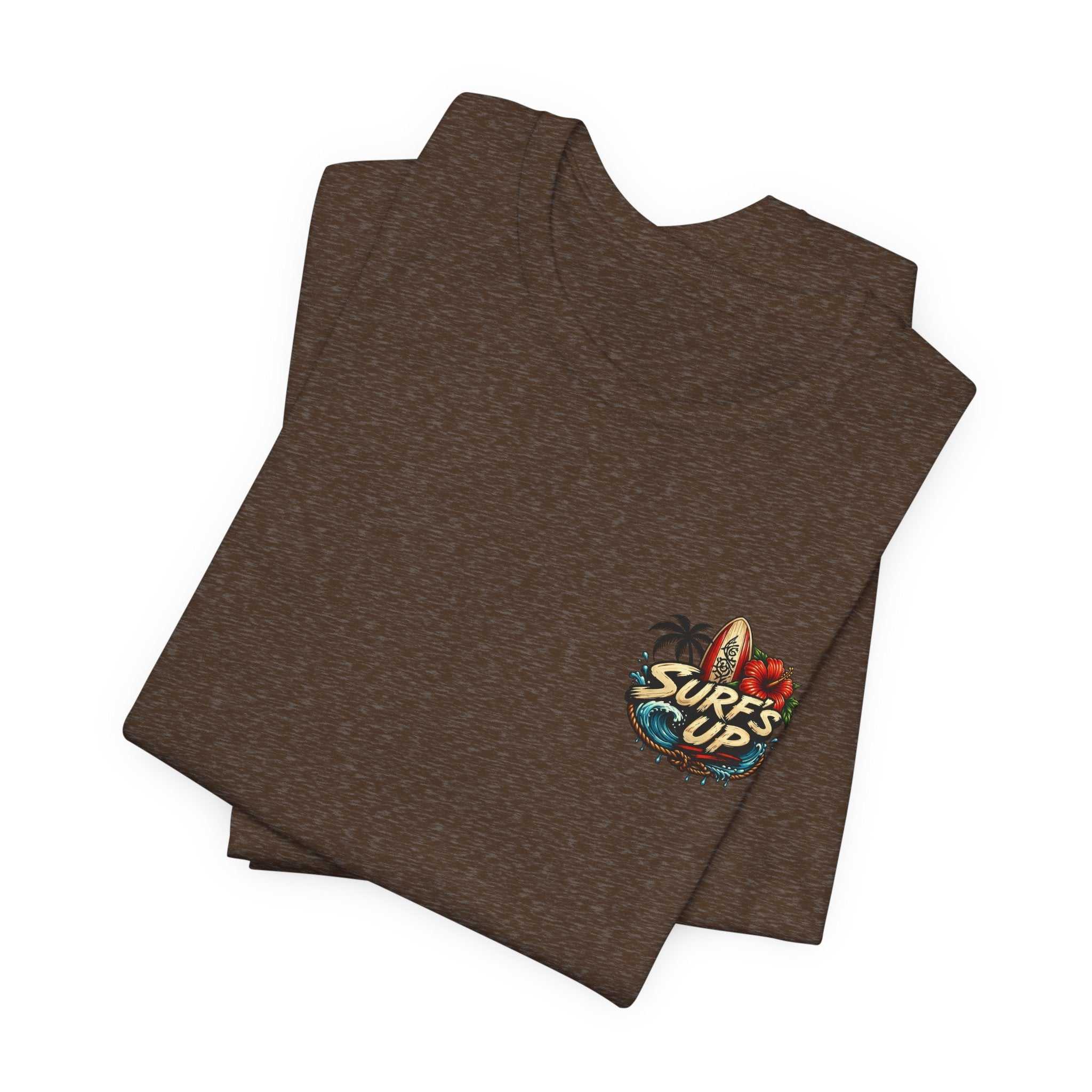 Hawaiian Surfboard T-Shirt with vibrant surfboard and hula girl graphic on soft breathable cotton