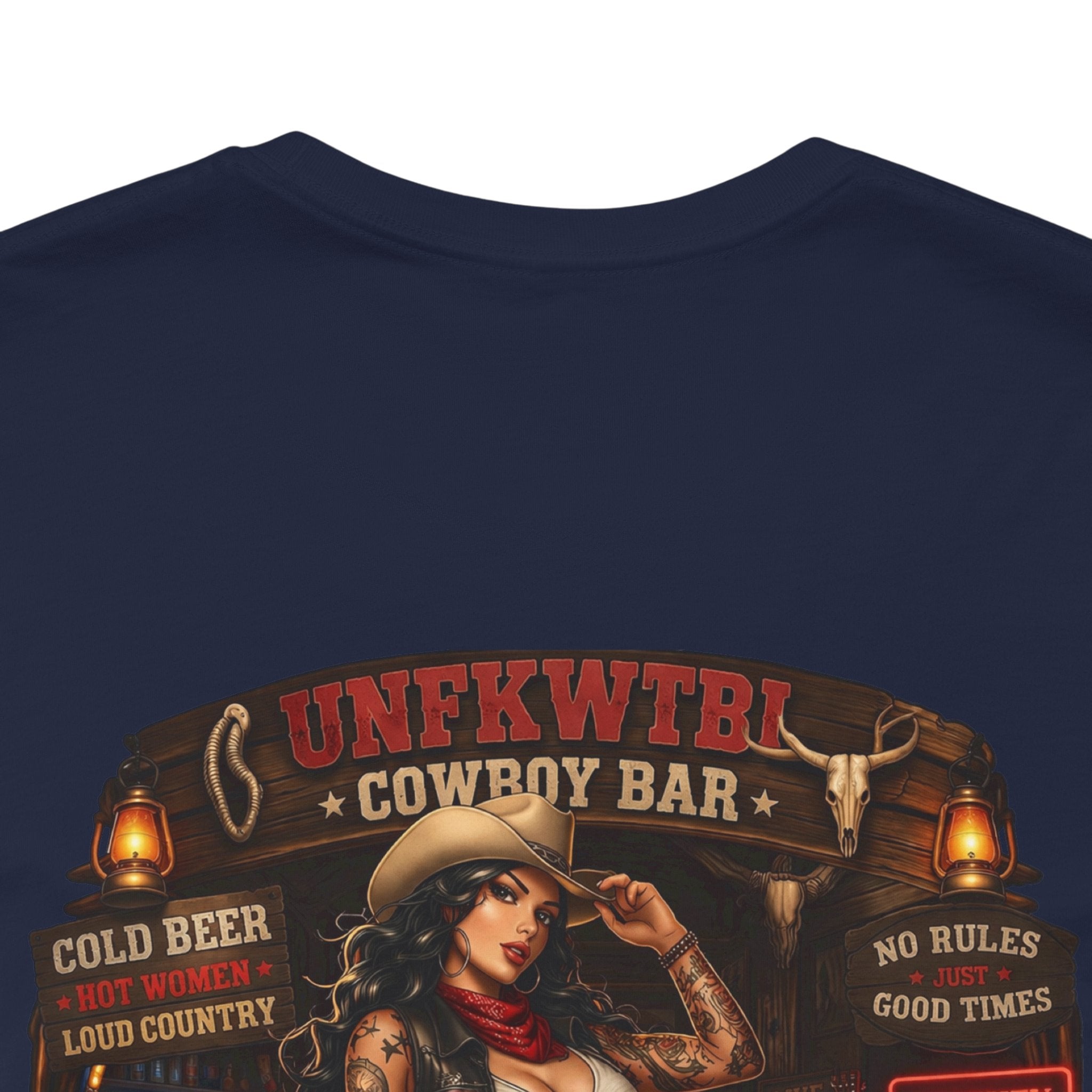 Biker Bar Graphic Tee — "Raise Hell, Drink Well" Vintage Pinup T-Shirt
