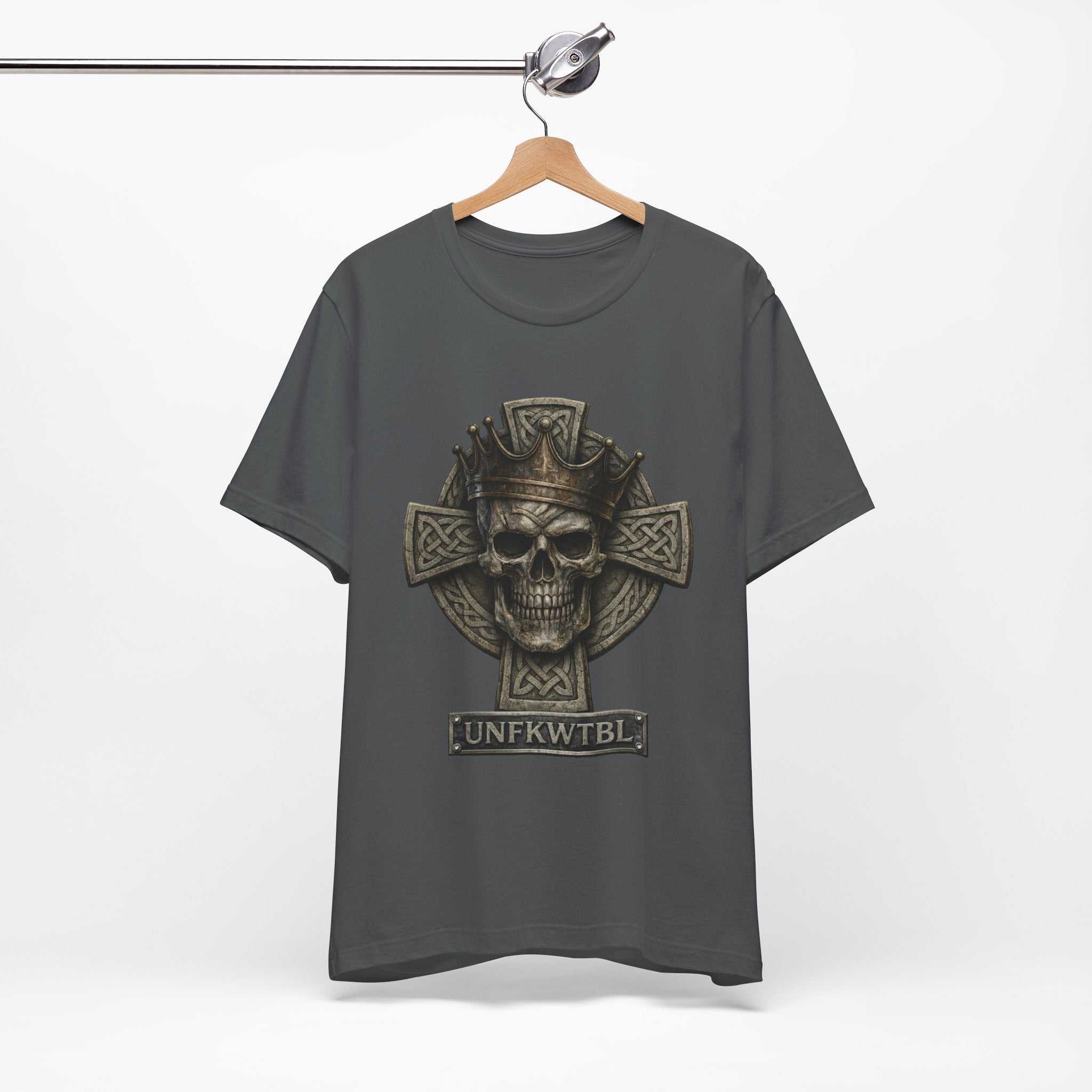 Skull & Celtic Cross Tee — 'UNFKWTBL' Gothic Biker Shirt