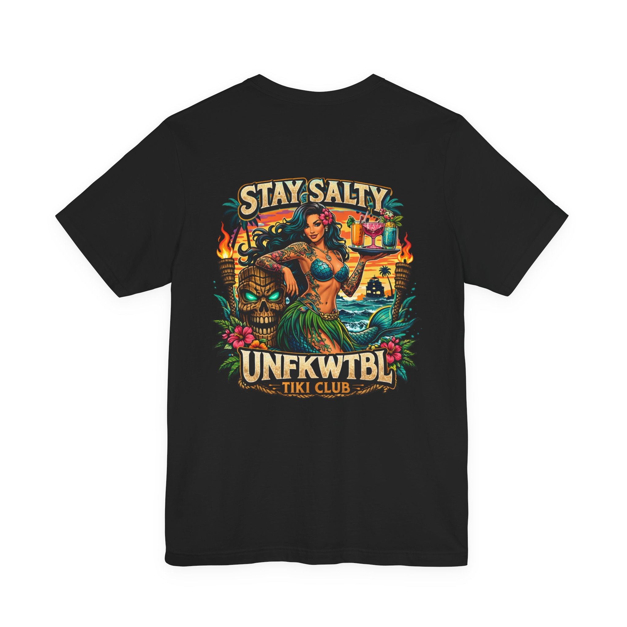 Stay Salty Tiki Club Tee — Vintage Hawaiian Pin-Up Surf Shirt
