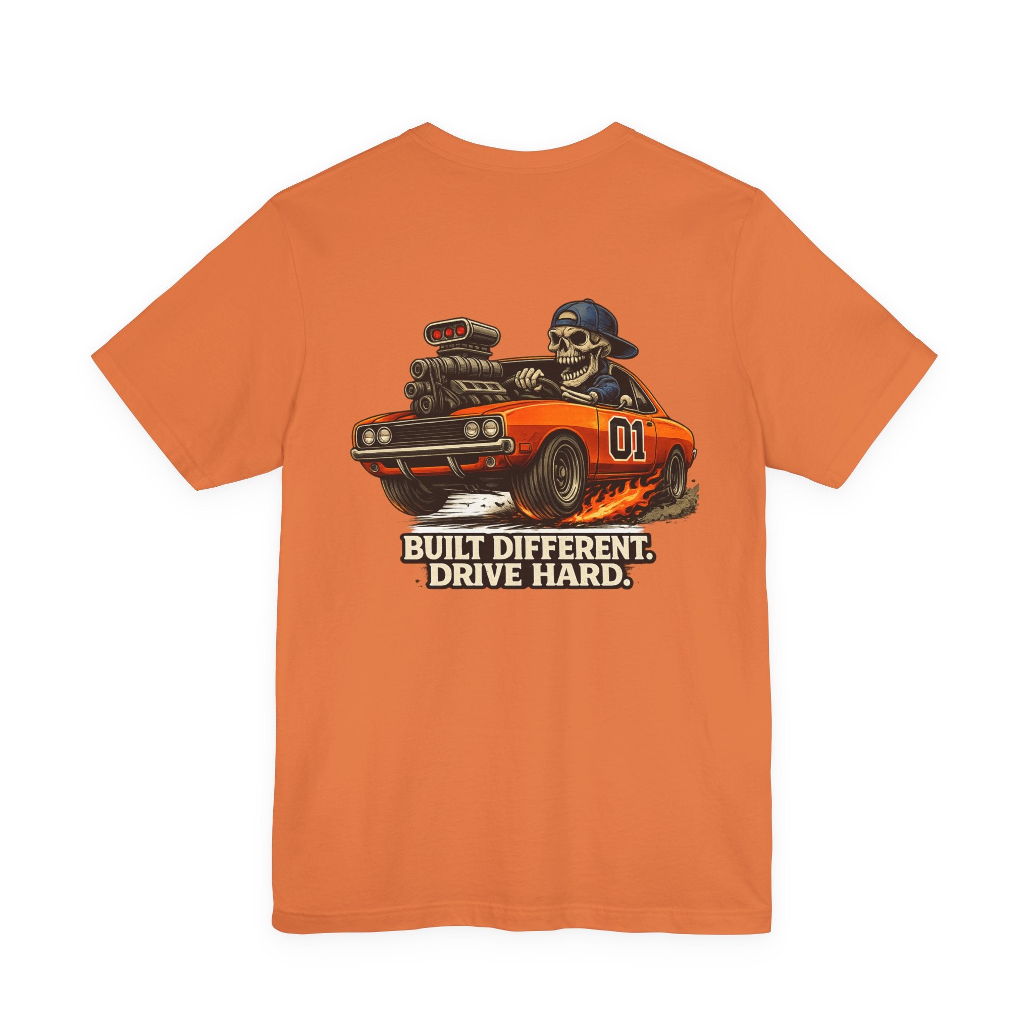 Muscle Car Skull Tee — "Built Different. Drive Hard." Graphic T-Shirt
