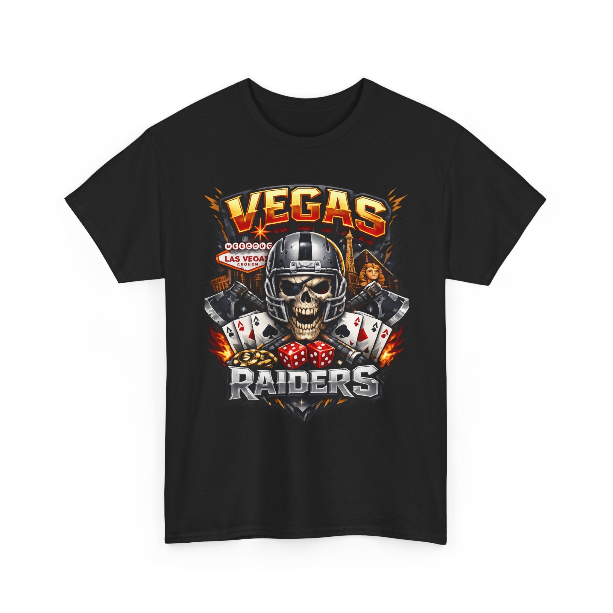 Vegas Raiders Skull Tee — Casino Poker Helmet Design