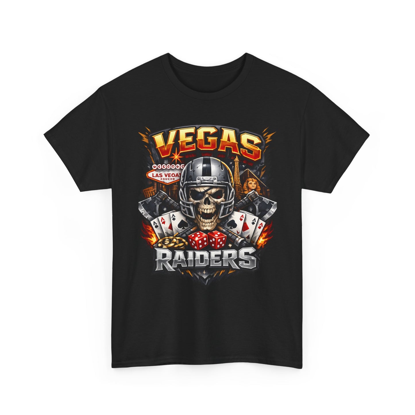 Vegas Raiders Skull Tee — Casino Poker Helmet Design