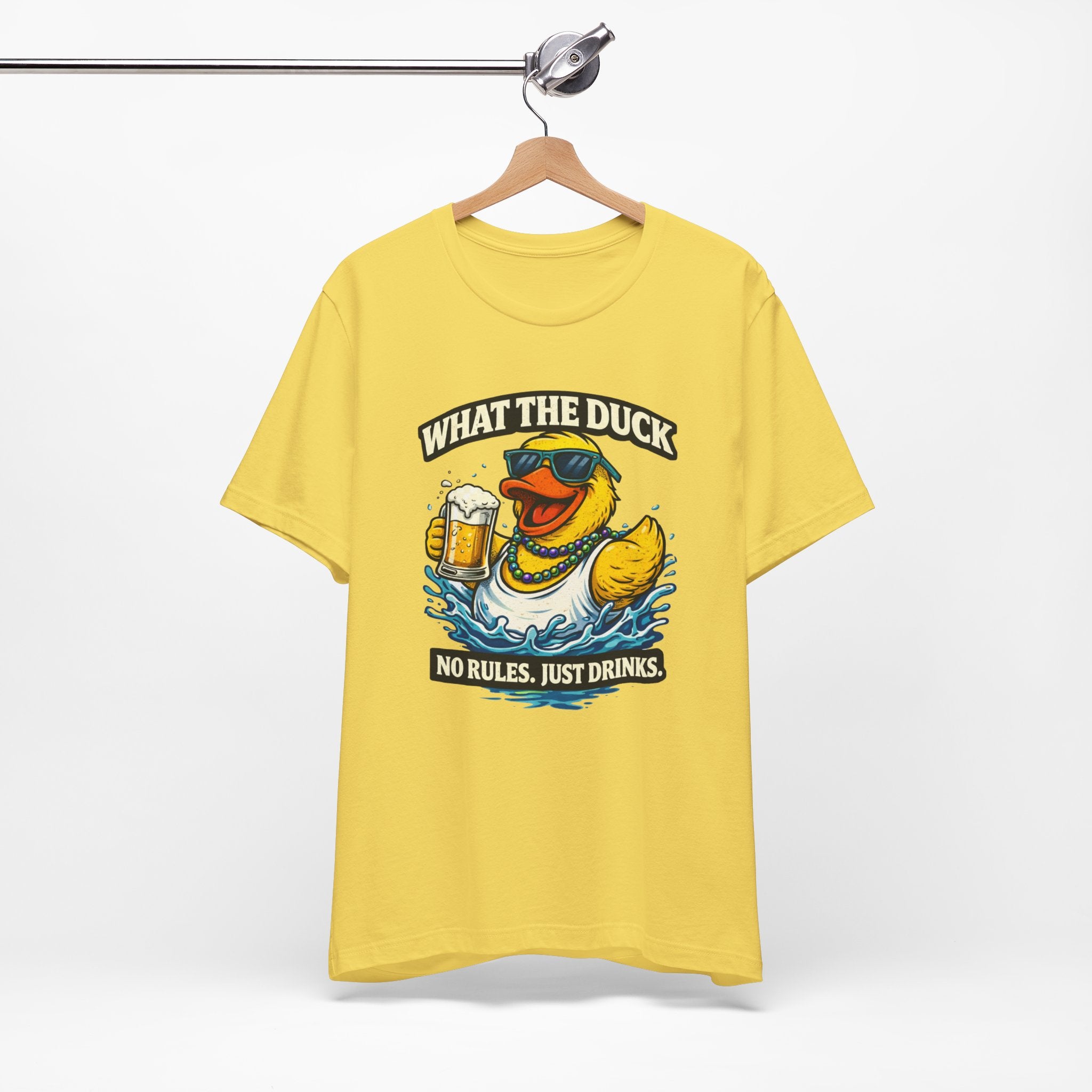 What The Duck Tee — 'No Rules, Just Drinks' Funny Beer Duck T-Shirt