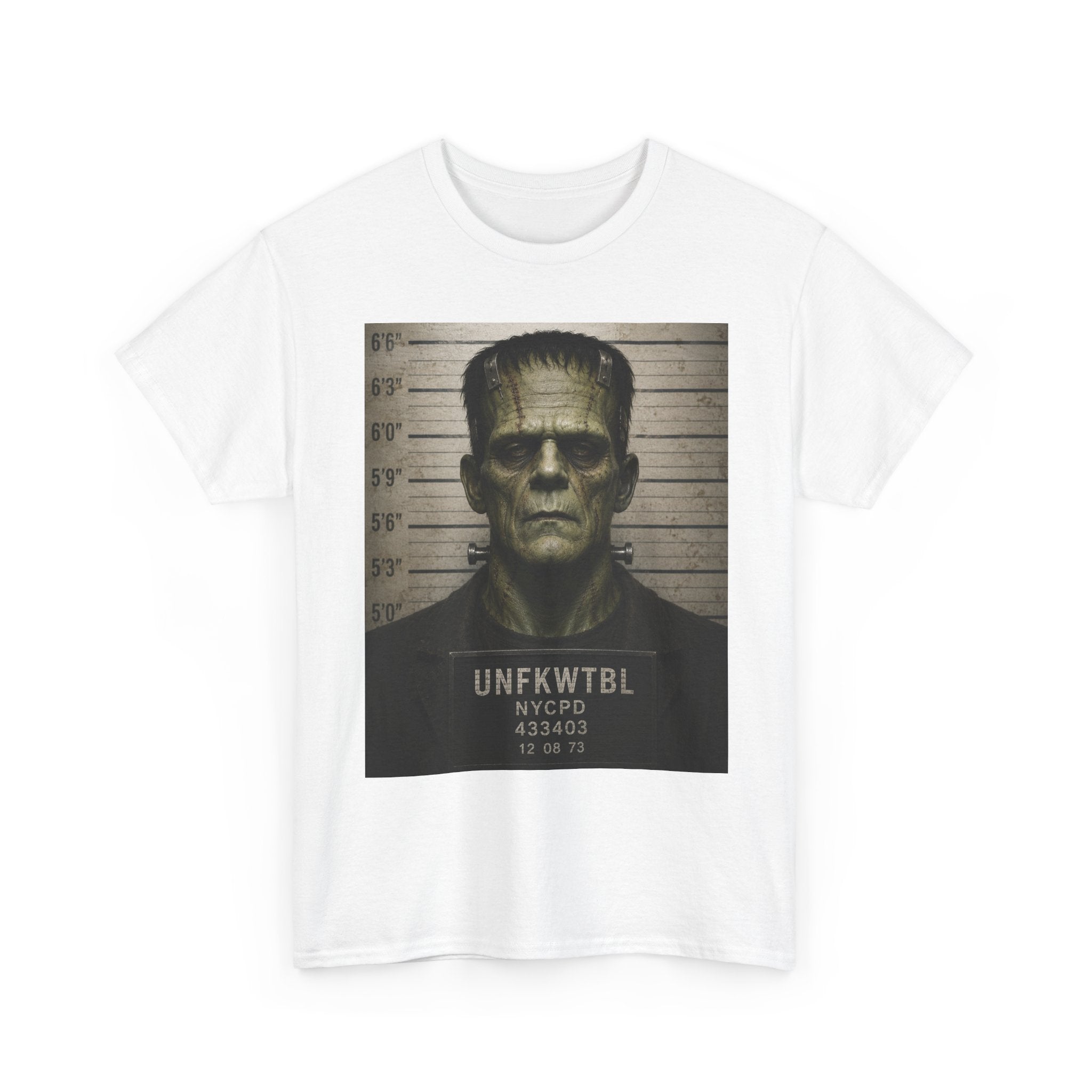 Frankenstein Mugshot Tee — Vintage Monster Mugshot Graphic T-Shirt