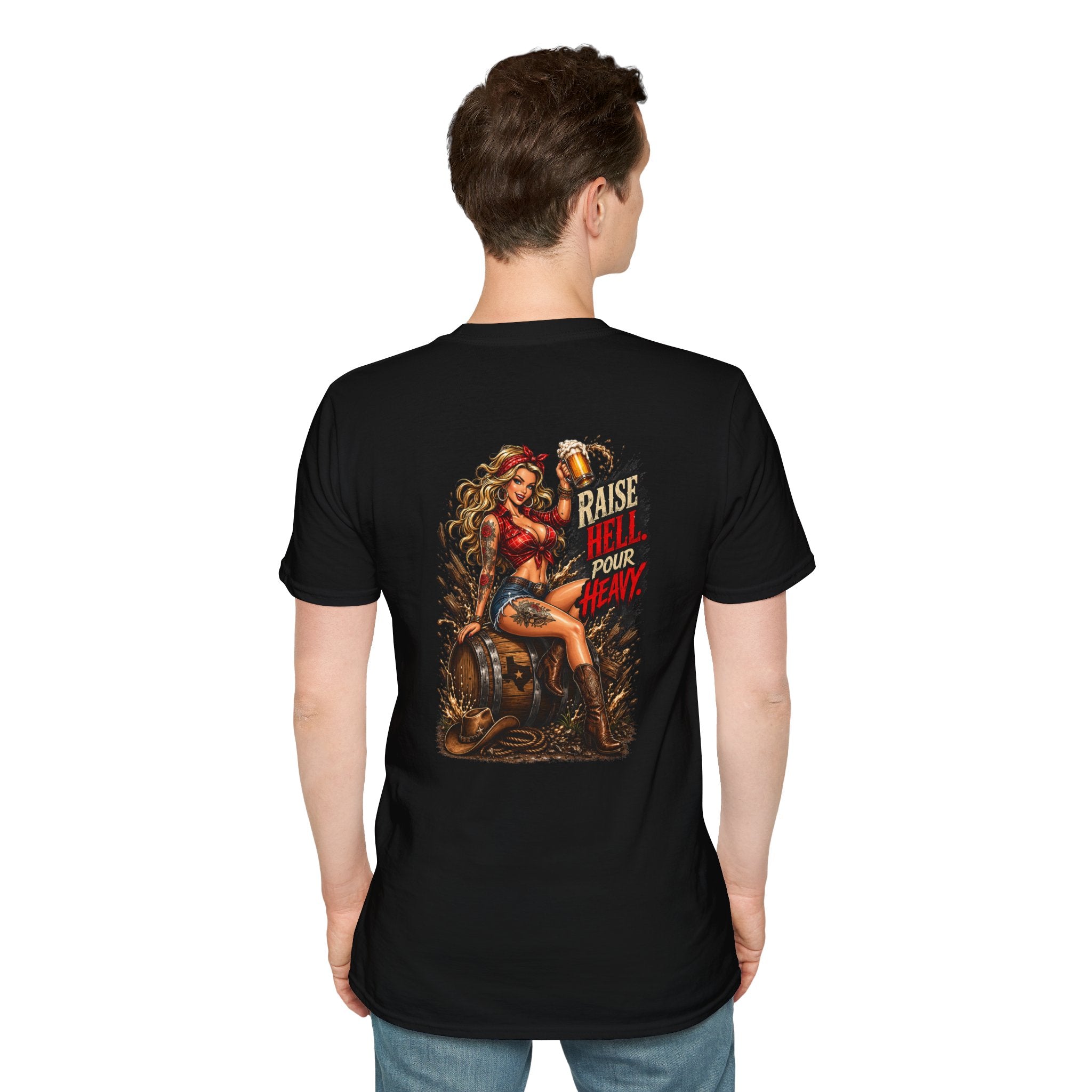 Raise Hell Pour Heavy T-Shirt — Vintage Pinup Barrel Racing Shirt