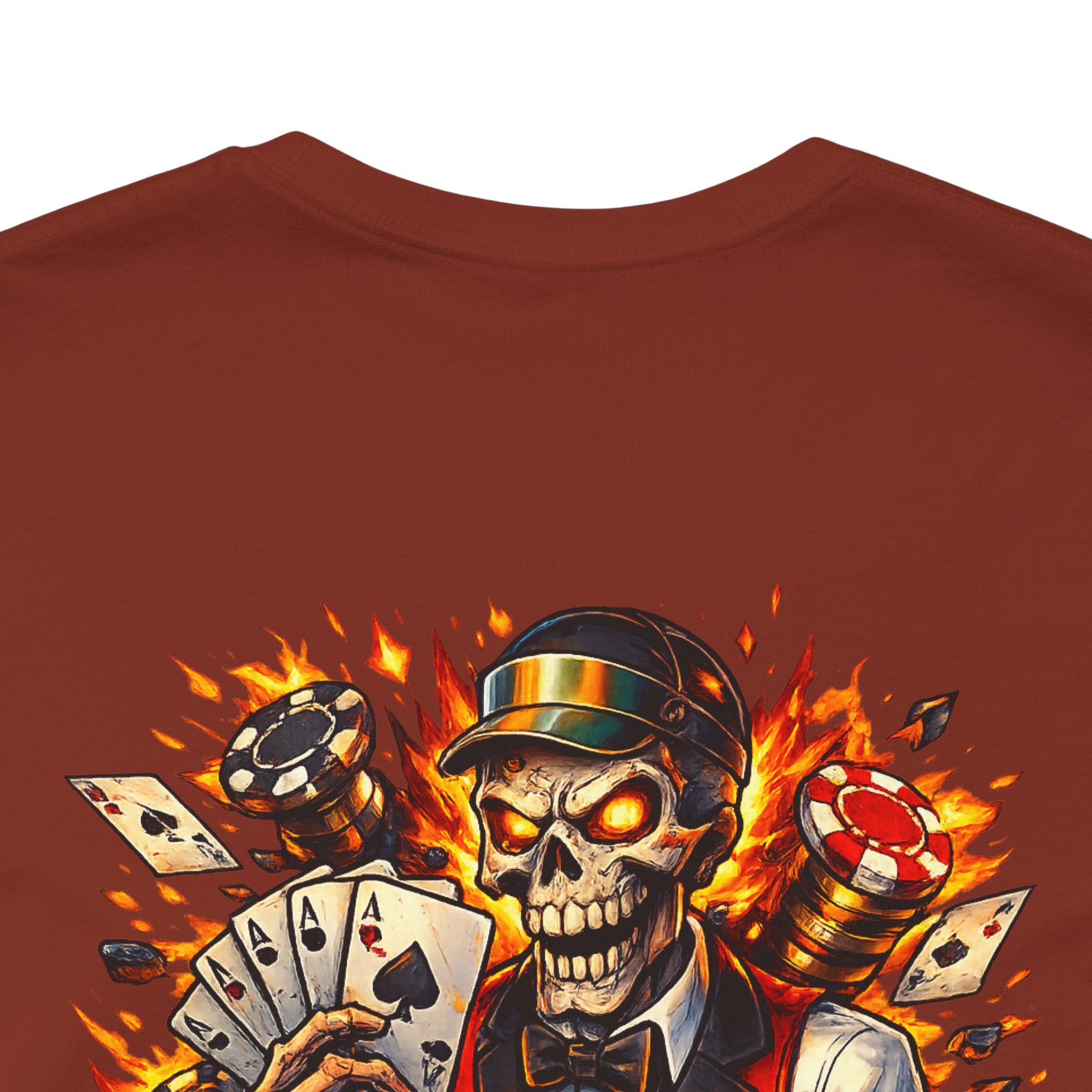 Poker Skull Tee — "The House Is Afraid" Graphic Playing Cards Shirt
