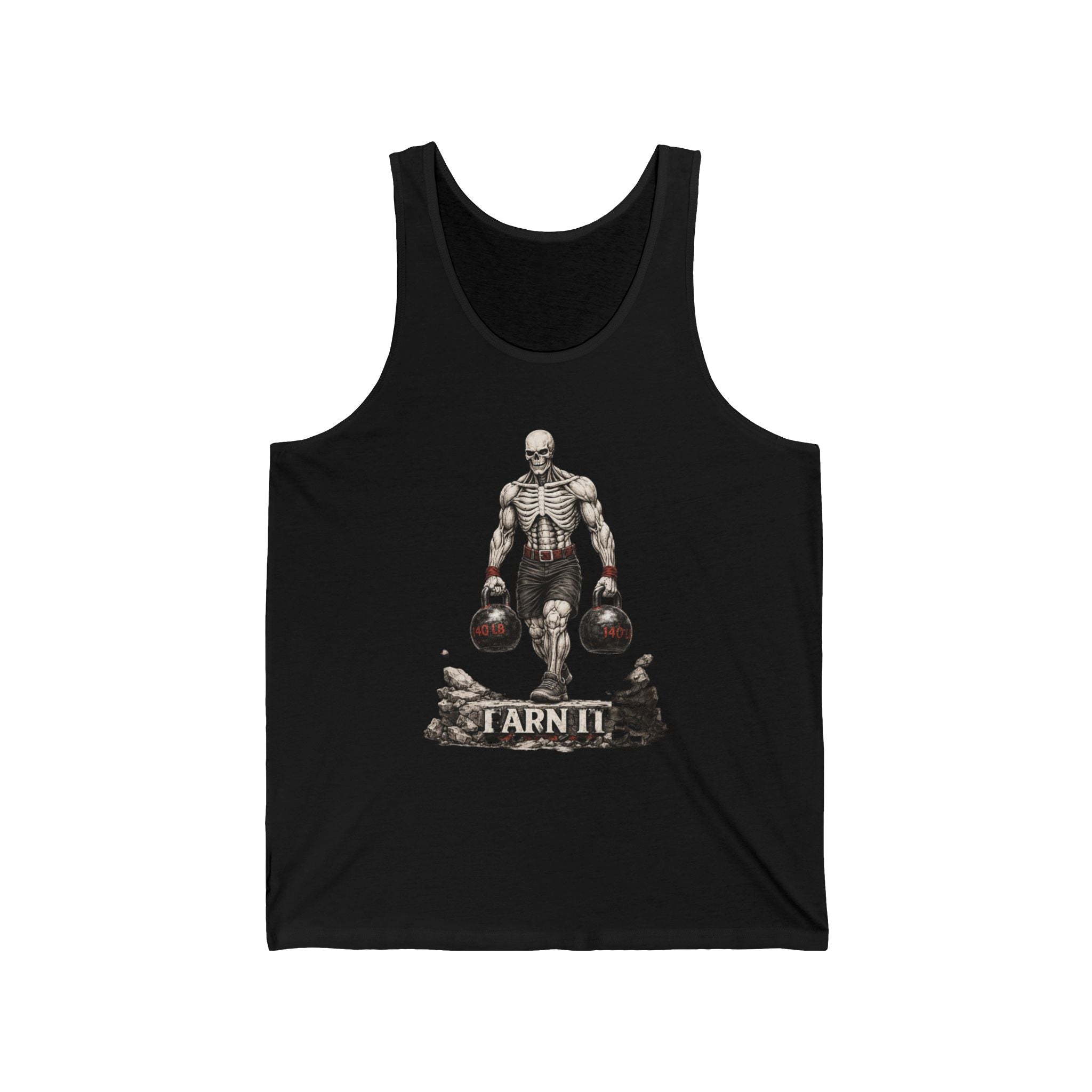 Tank Top — "Earn It" Kettlebell Skeleton Gym Tank