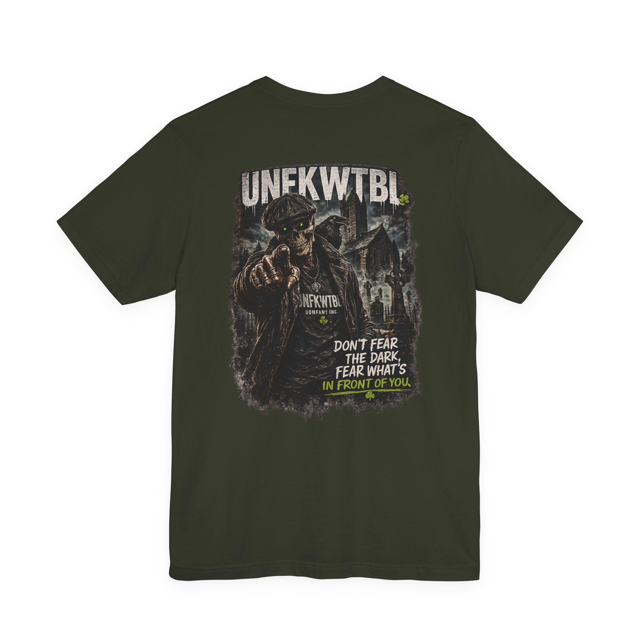 UNFKWTBL Graphic Tee — "Don't Fear the Dark" Military-Inspired Short Sleeve Shirt