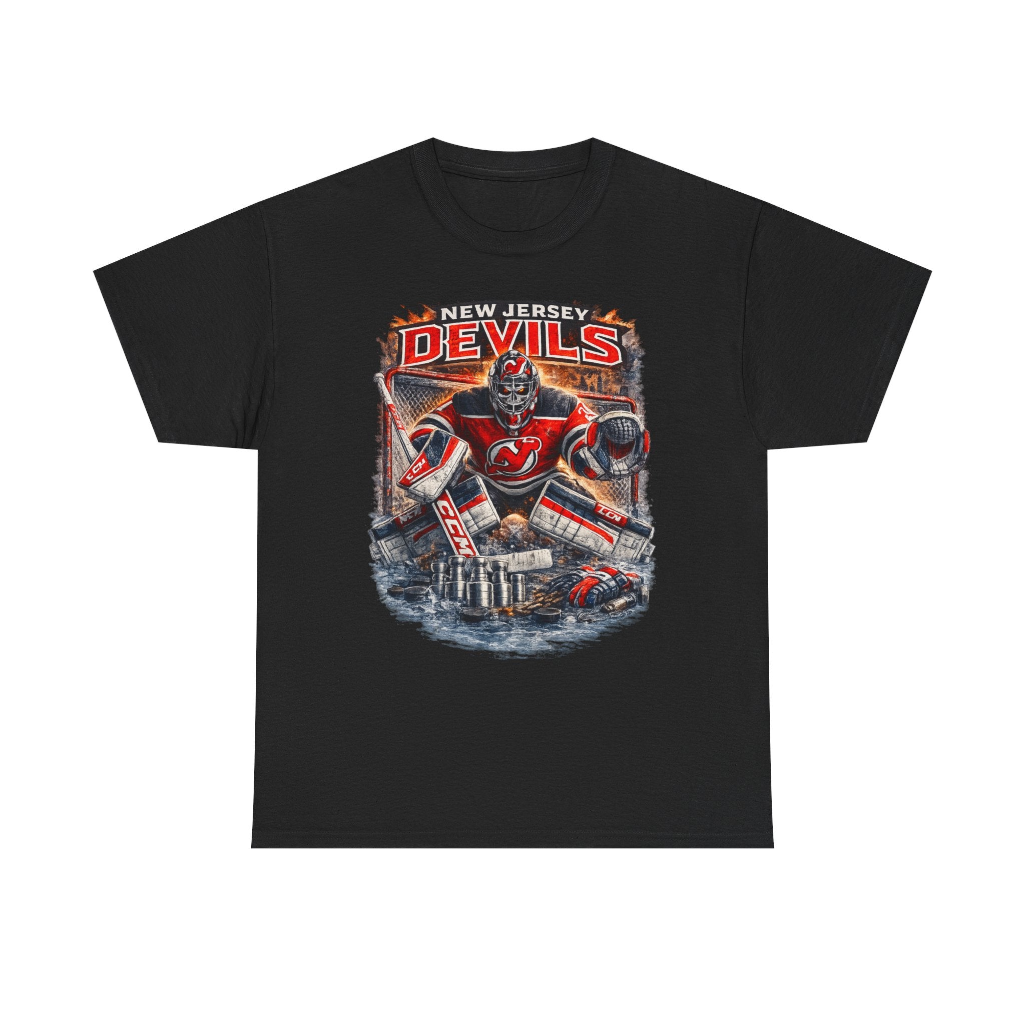 New Jersey Devils Hockey Goalie T-Shirt – Vintage Team Fan Tee - UNFKWTBL COMPANY INC