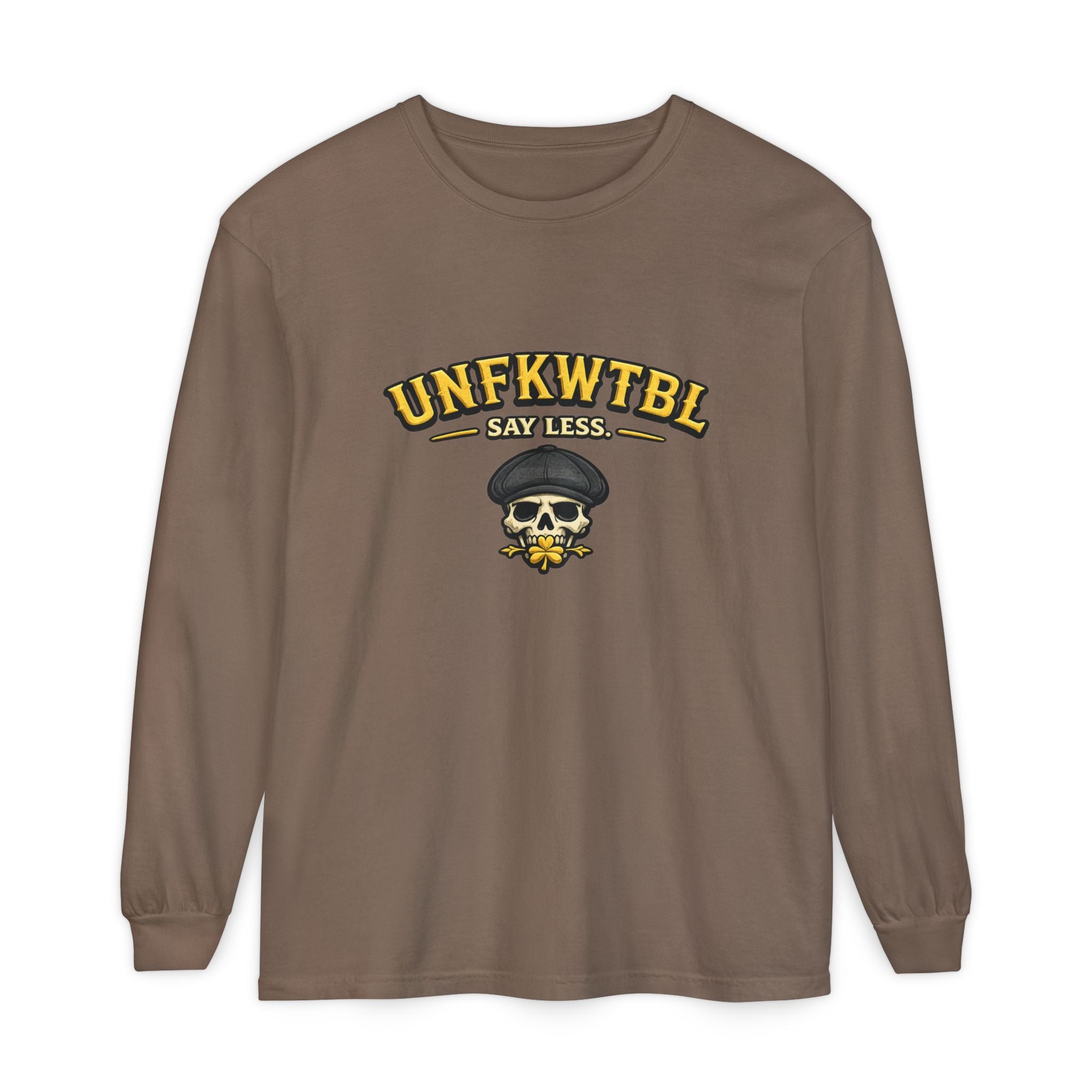 Unfkwtbl Skull Long Sleeve T‑Shirt — “Say Less” Graphic Tee
