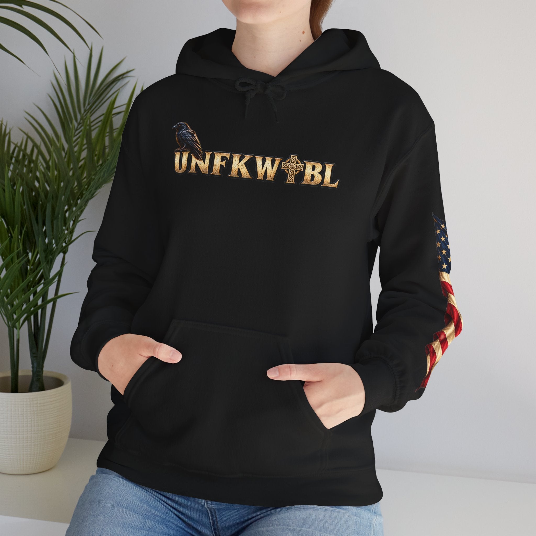 UNFKWTBL The Watcher Raven & Celtic Cross Hoodie