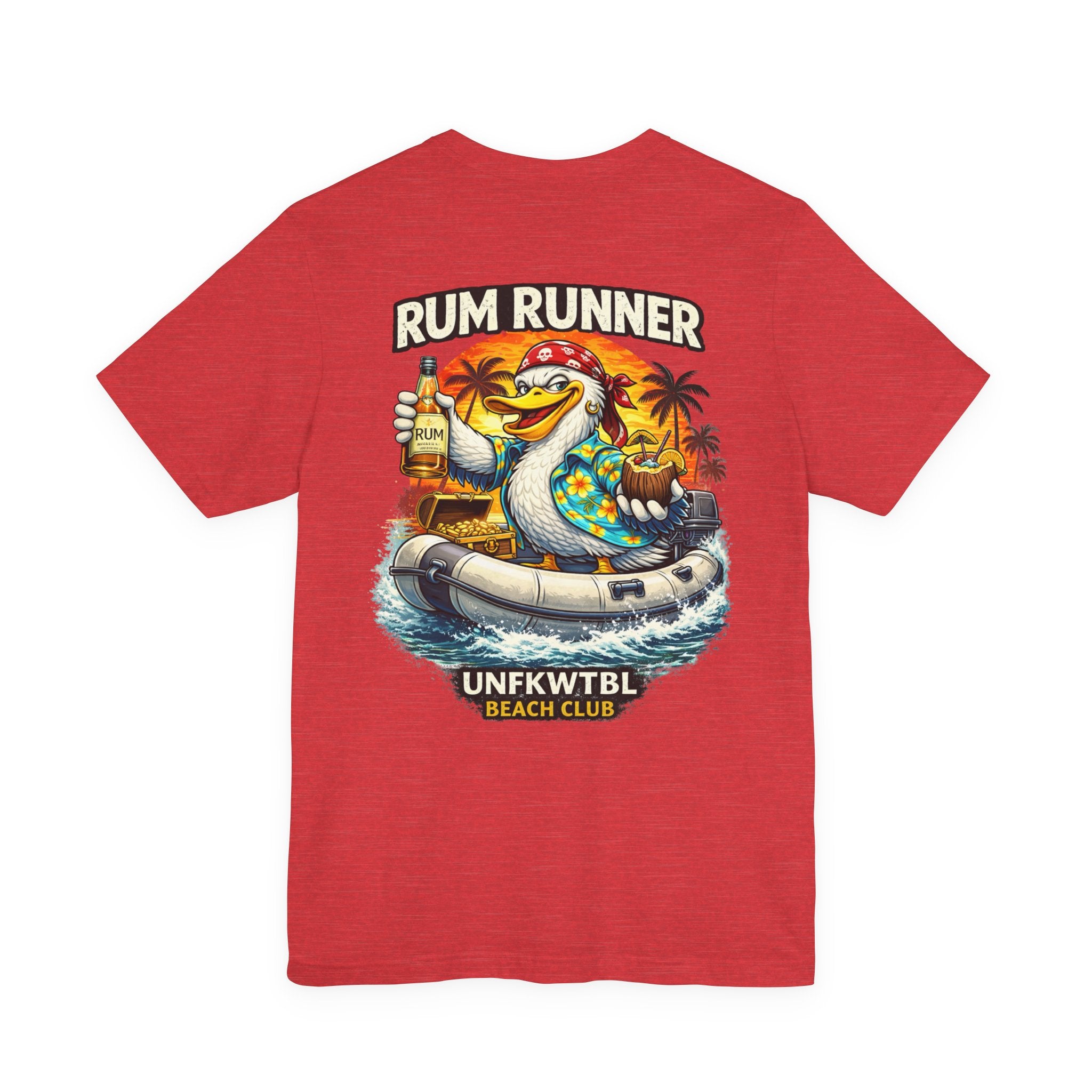 Rum Runner Beach Club T-Shirt - Tropical Duck Boat Graphic Tee