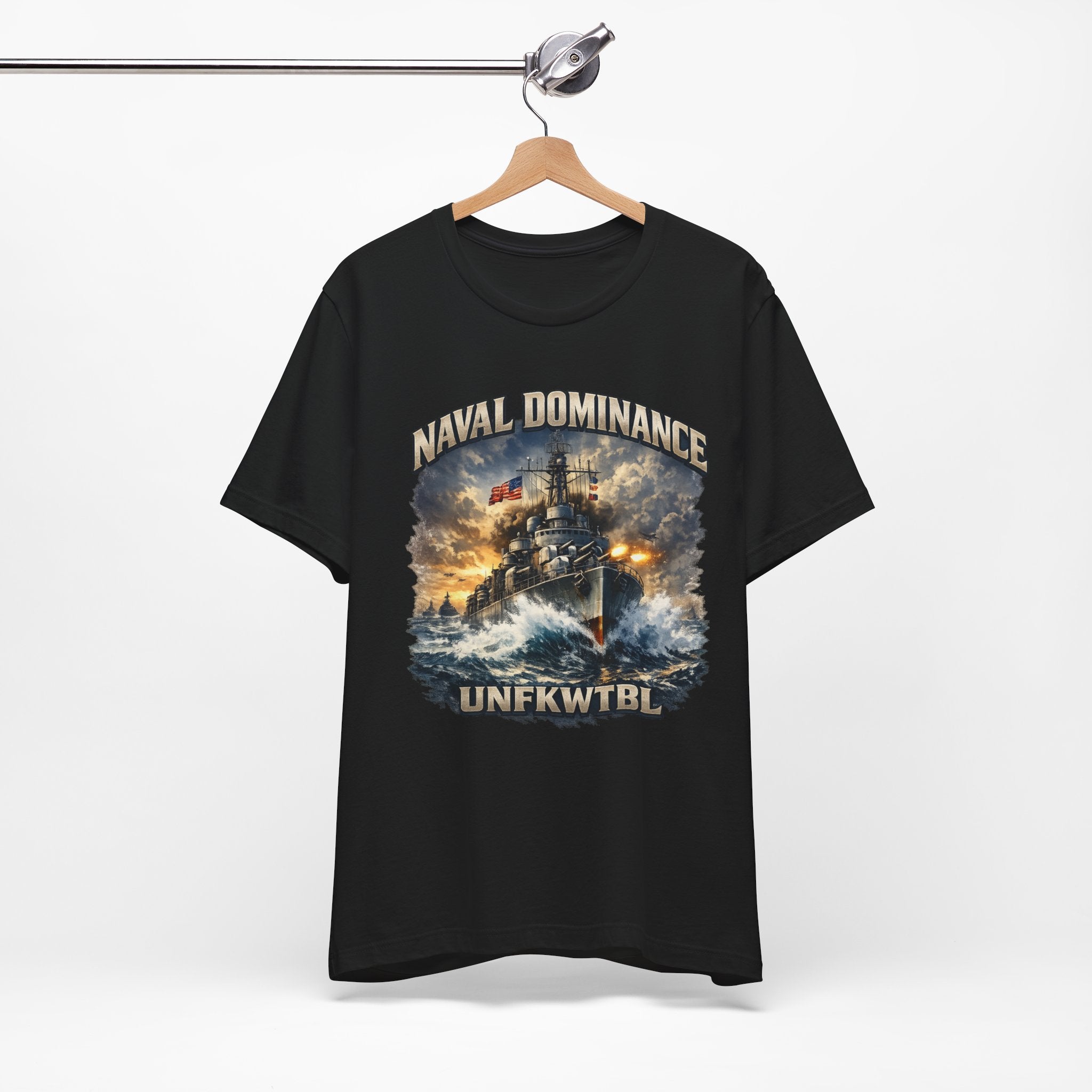 Naval Dominance Battleship Tee — 'UNFKWTBL' Military Navy Shirt