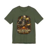 Graphic Tee — 'Bad Decisions Brewed Here' Skeleton Beer Shirt