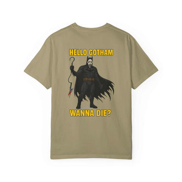 Batman Holographic Ghostface T-shirt with spooky Gotham design and soft garment-dyed fabric