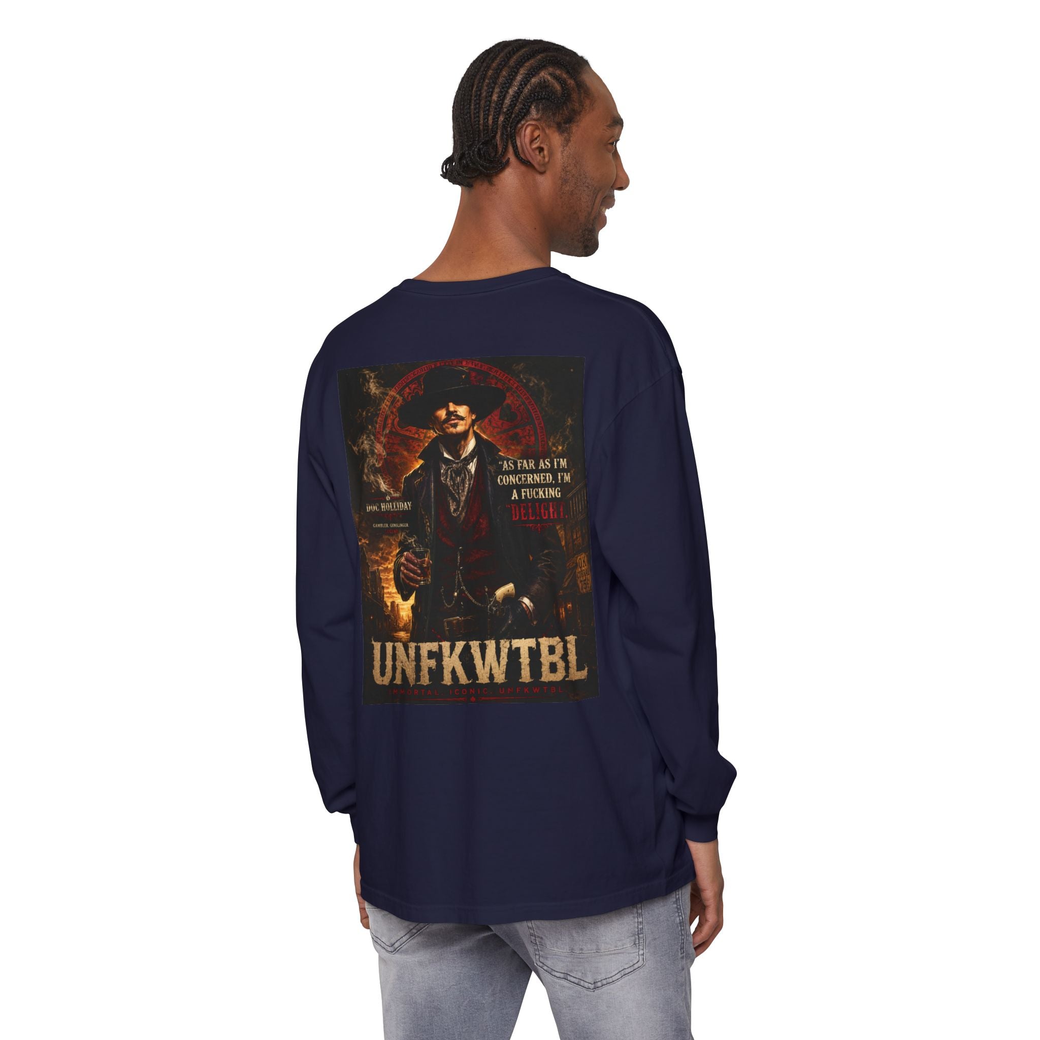 Unfkwtbl Vintage Western Long Sleeve T‑Shirt — Gunslinger Graphic