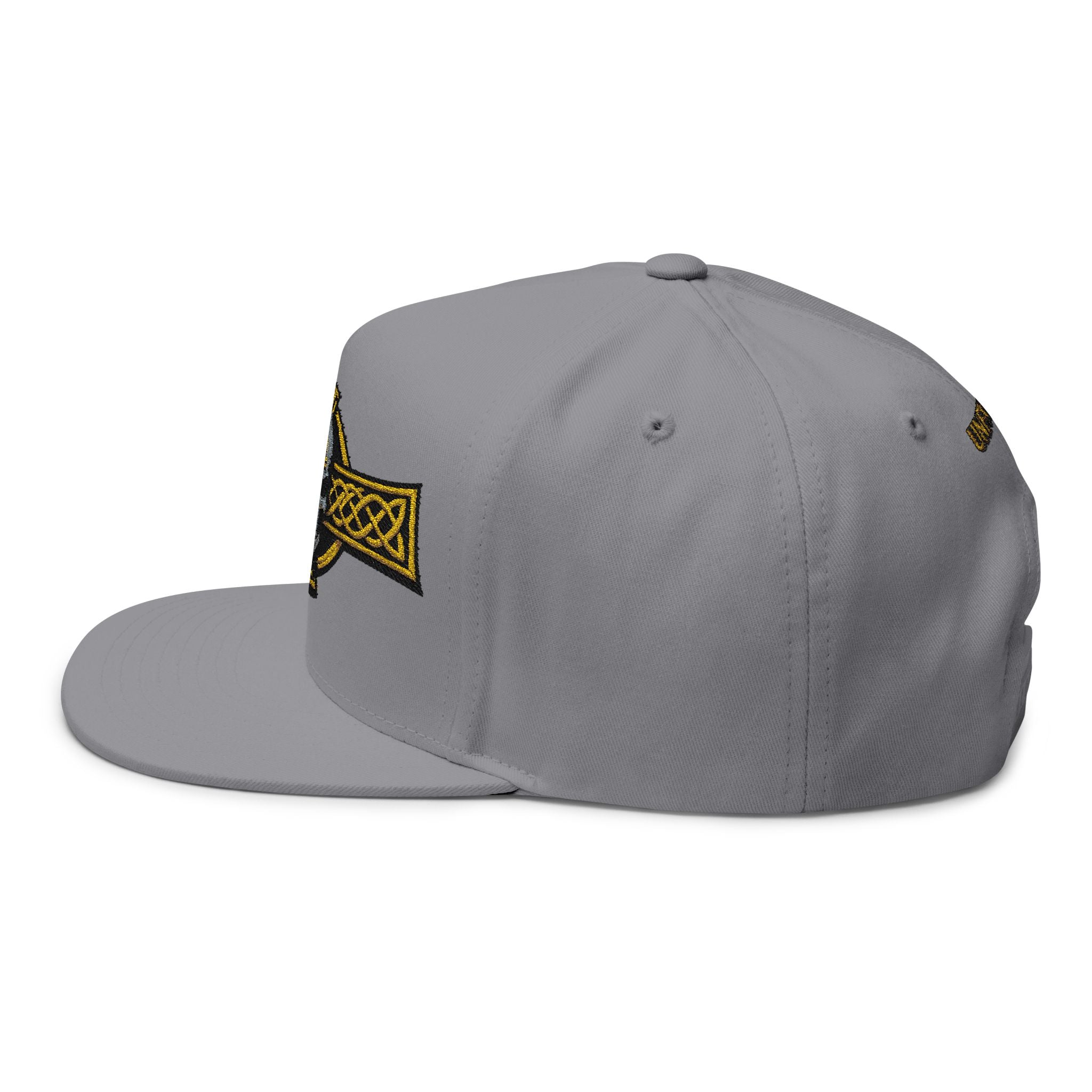 Celtic Skull Embroidered Flat Bill Cap — Viking Knot Snapback Hat