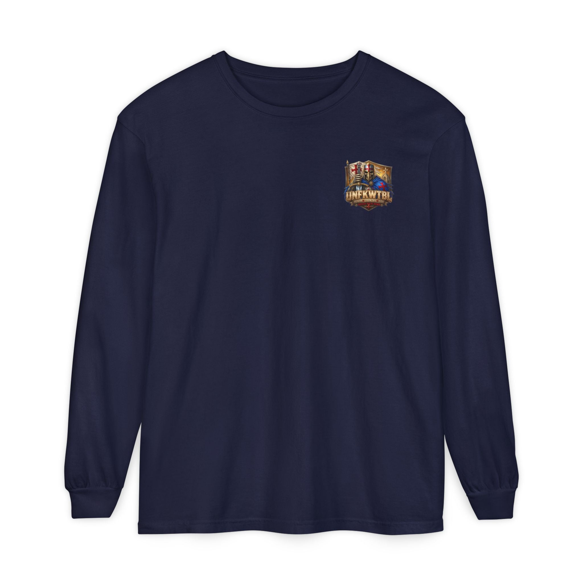 Crusader Knight Long Sleeve T-Shirt — 'UNFKWTBL' Vintage Medieval Graphic