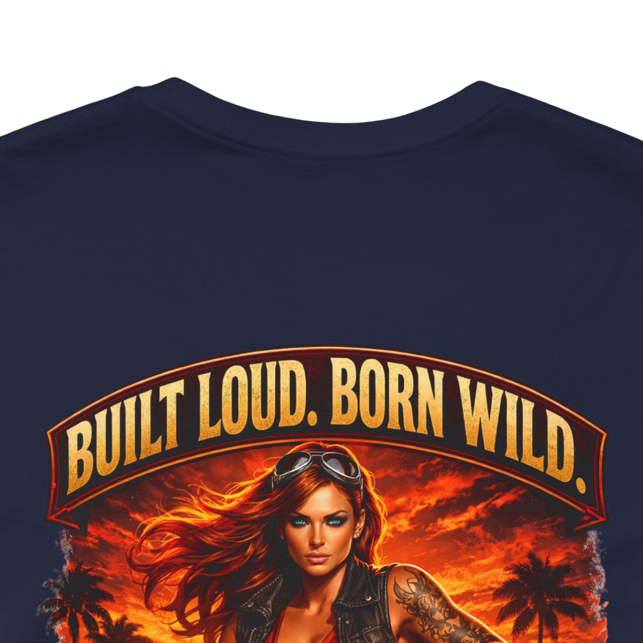 Biker Tee — "Built Loud. Born Wild." Motorcycle Girl Graphic T-Shirt