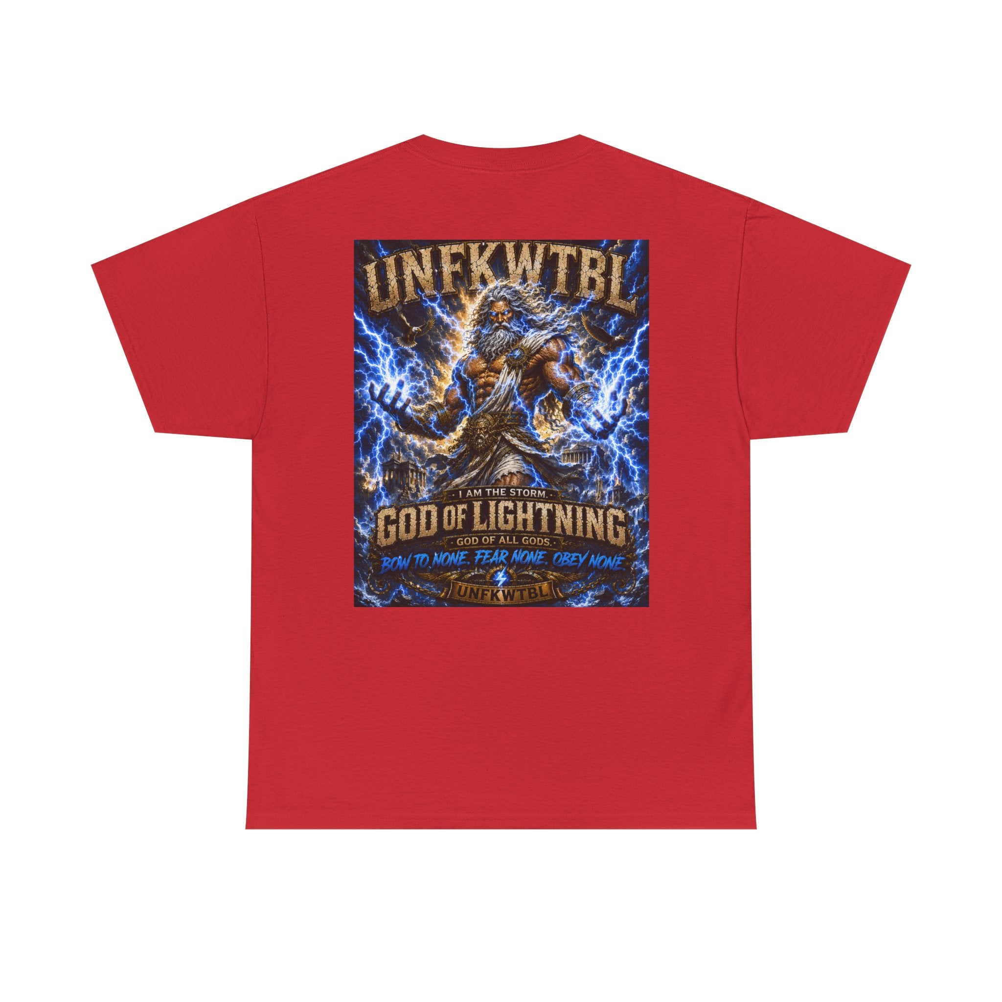 God of Lightning Graphic Tee — "UNFKWTBL" Mythic Thunderback T‑Shirt