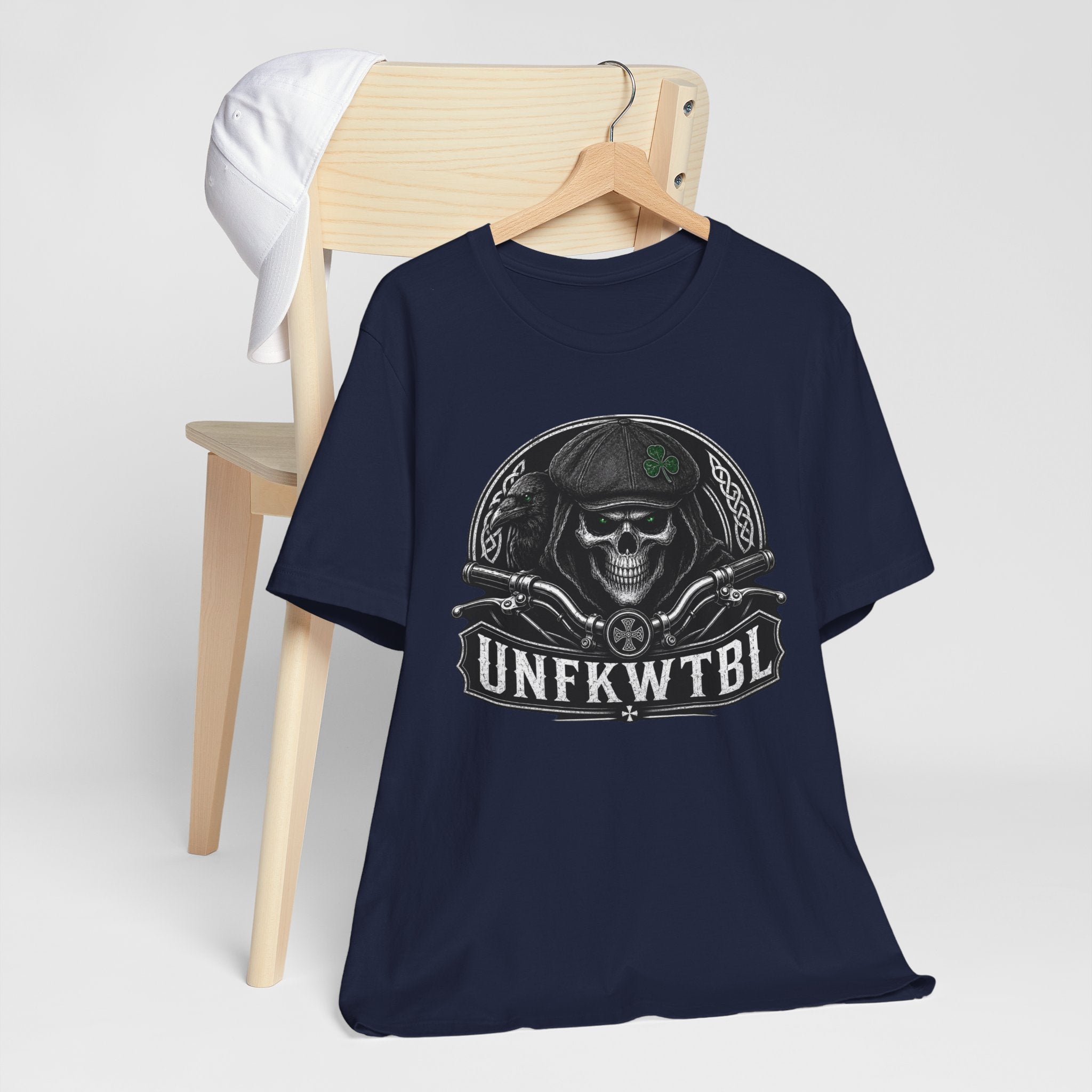 Skull Biker Tee — "UNFKWTBL" Vintage Motorcycle Graphic T-Shirt
