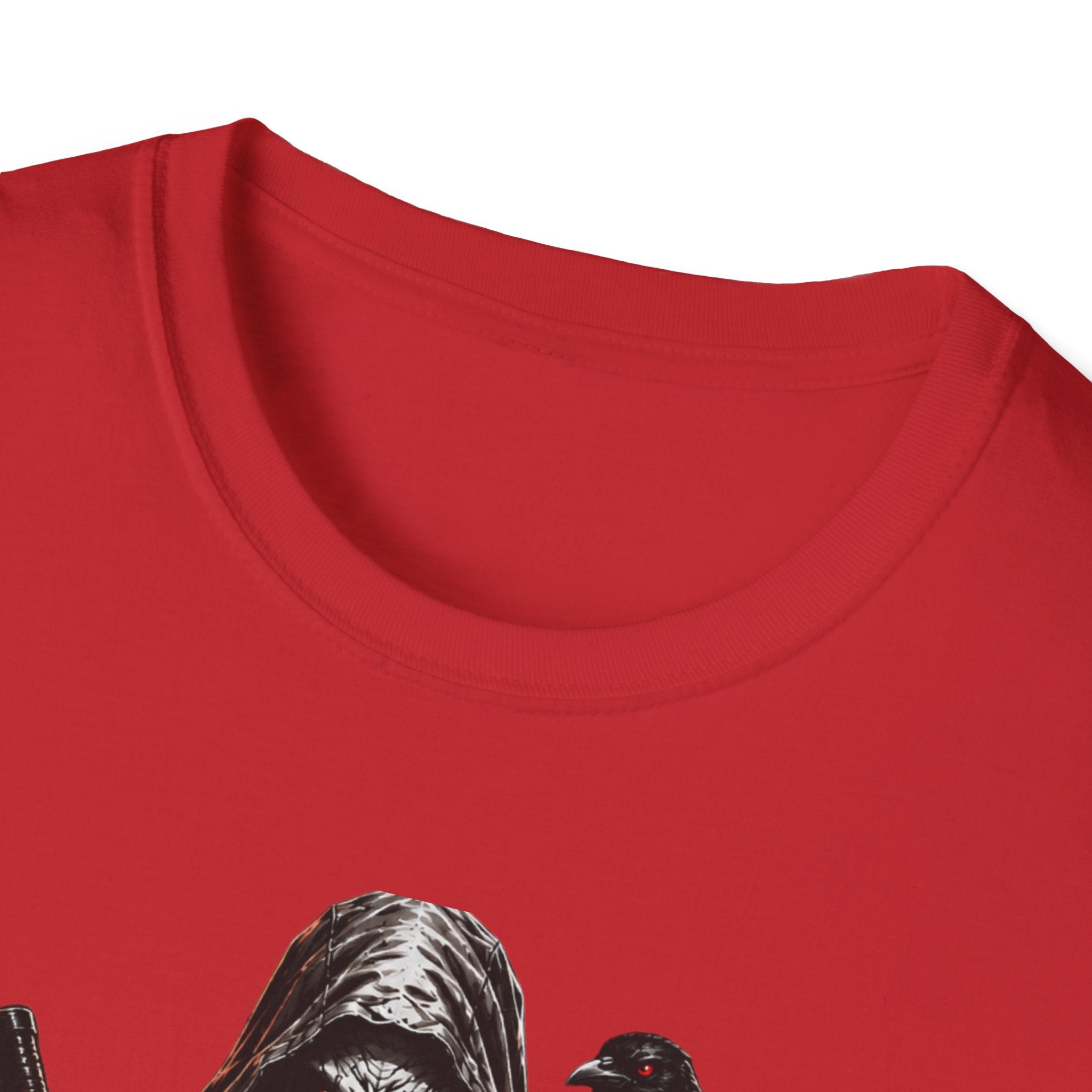 Grim Reaper Skull Tee — Dark Raven Gothic Graphic T-Shirt (UNFKWTBL Text)