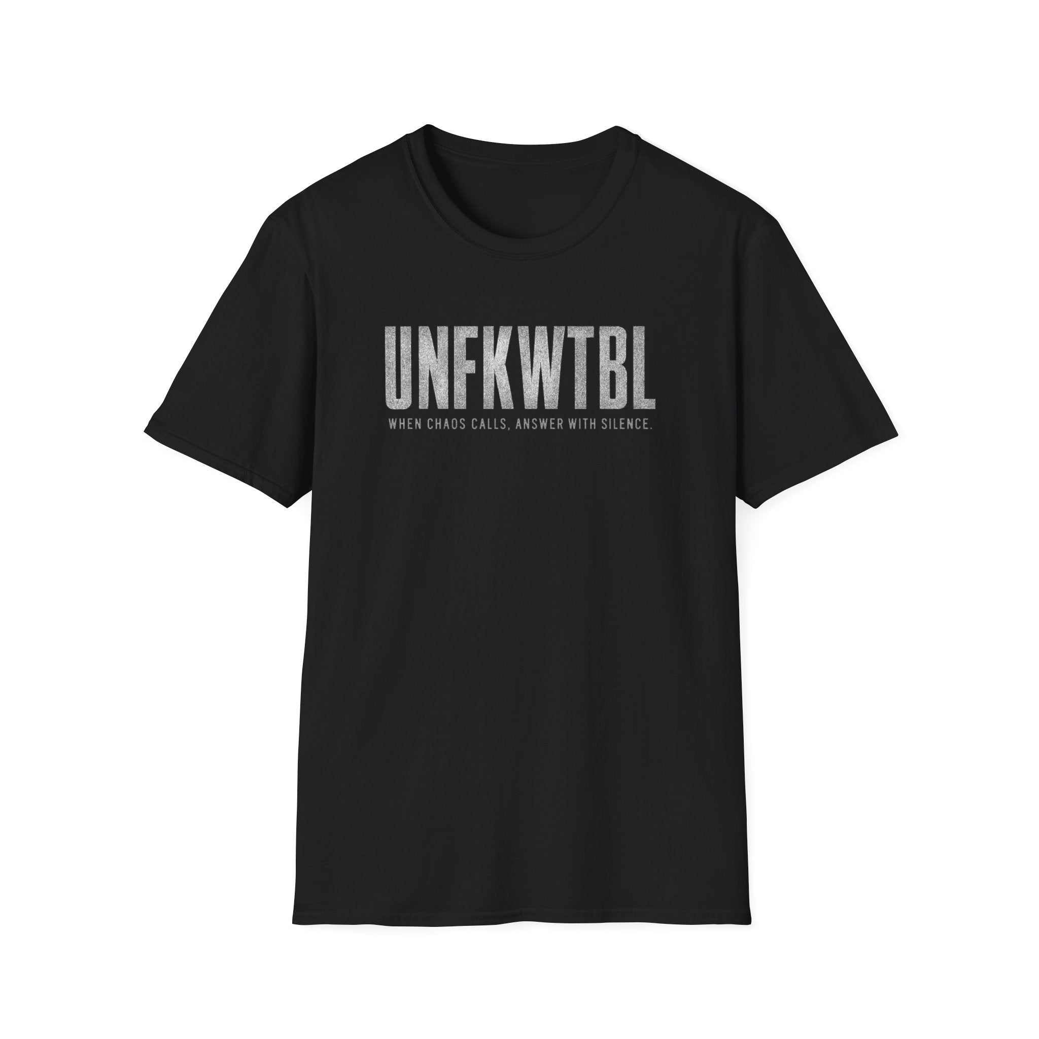 UNFKWTBL Graphic T-Shirt with muted block letters and vintage distressed print on soft dark cotton tee