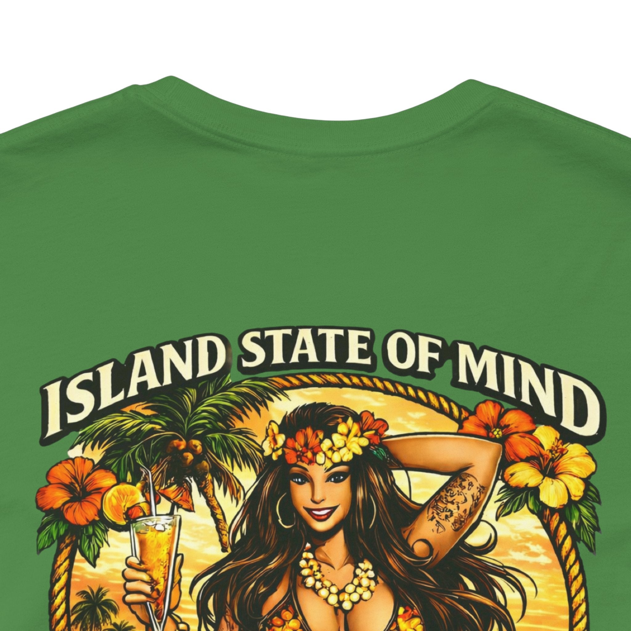 Island State of Mind Graphic Tee — "Stay UNFKWTBL" Tropical Hula Girl Shirt