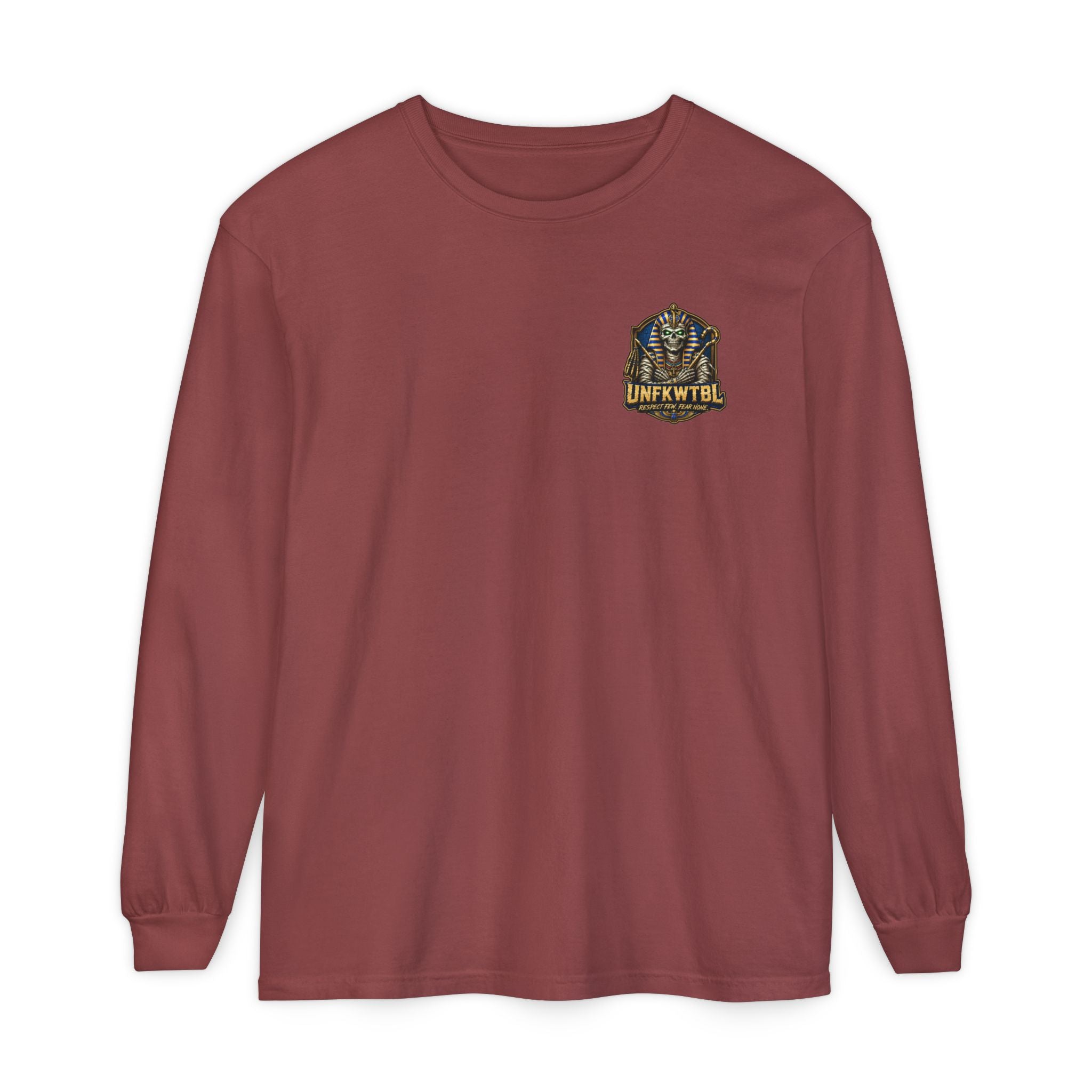 Unfkwtbl Pharaoh Long Sleeve Tee — Vintage Egyptian Mummy Graphic