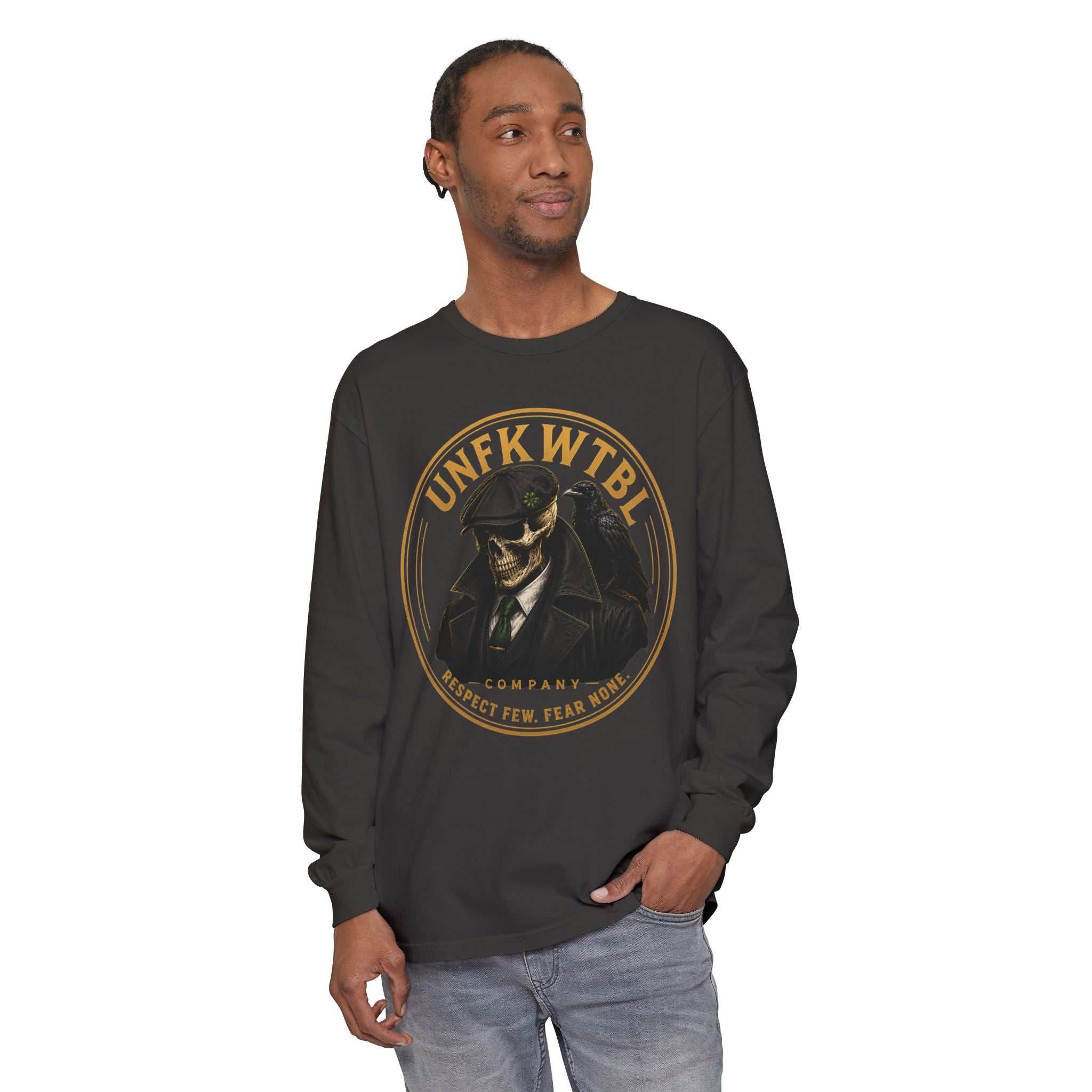 UNFKWTBL Skull Detective Long Sleeve T‑Shirt — "Respect Few, Fear None"