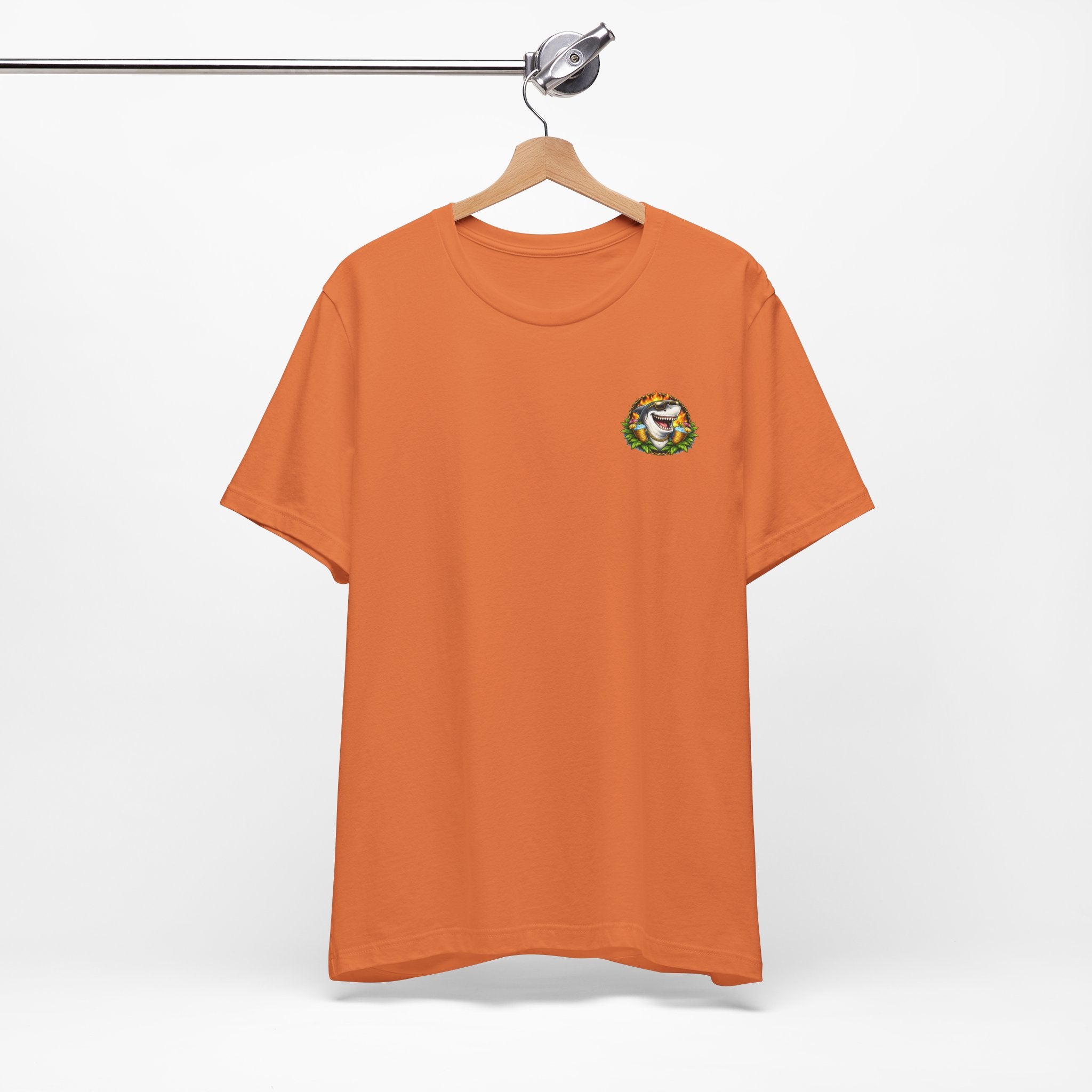Shark Tiki Party Tee — "Just One More" Tropical Bar Graphic Shirt