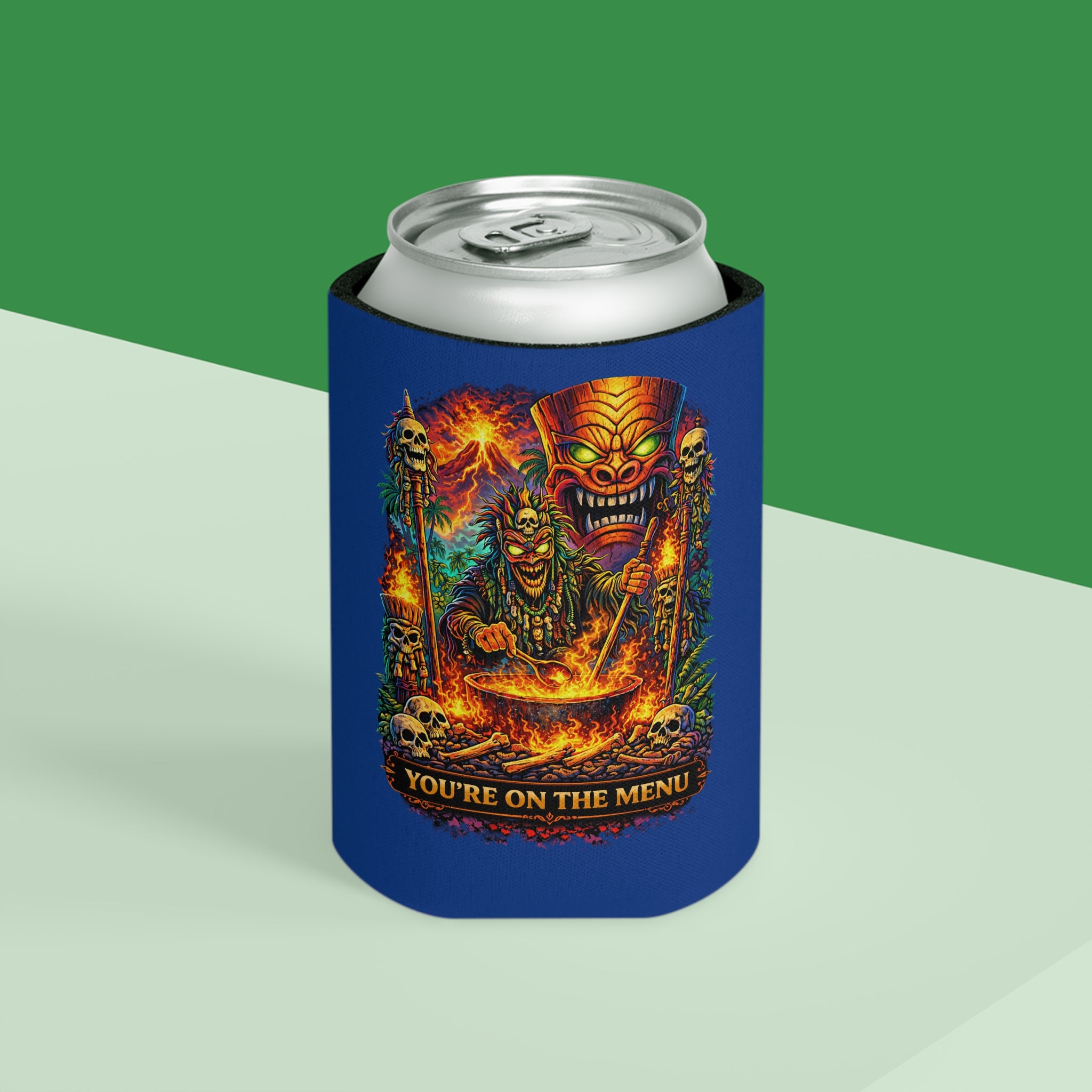 Can Cooler - "Stay Cold" Skull Hand Beer Koozie (You’re On The Menu)