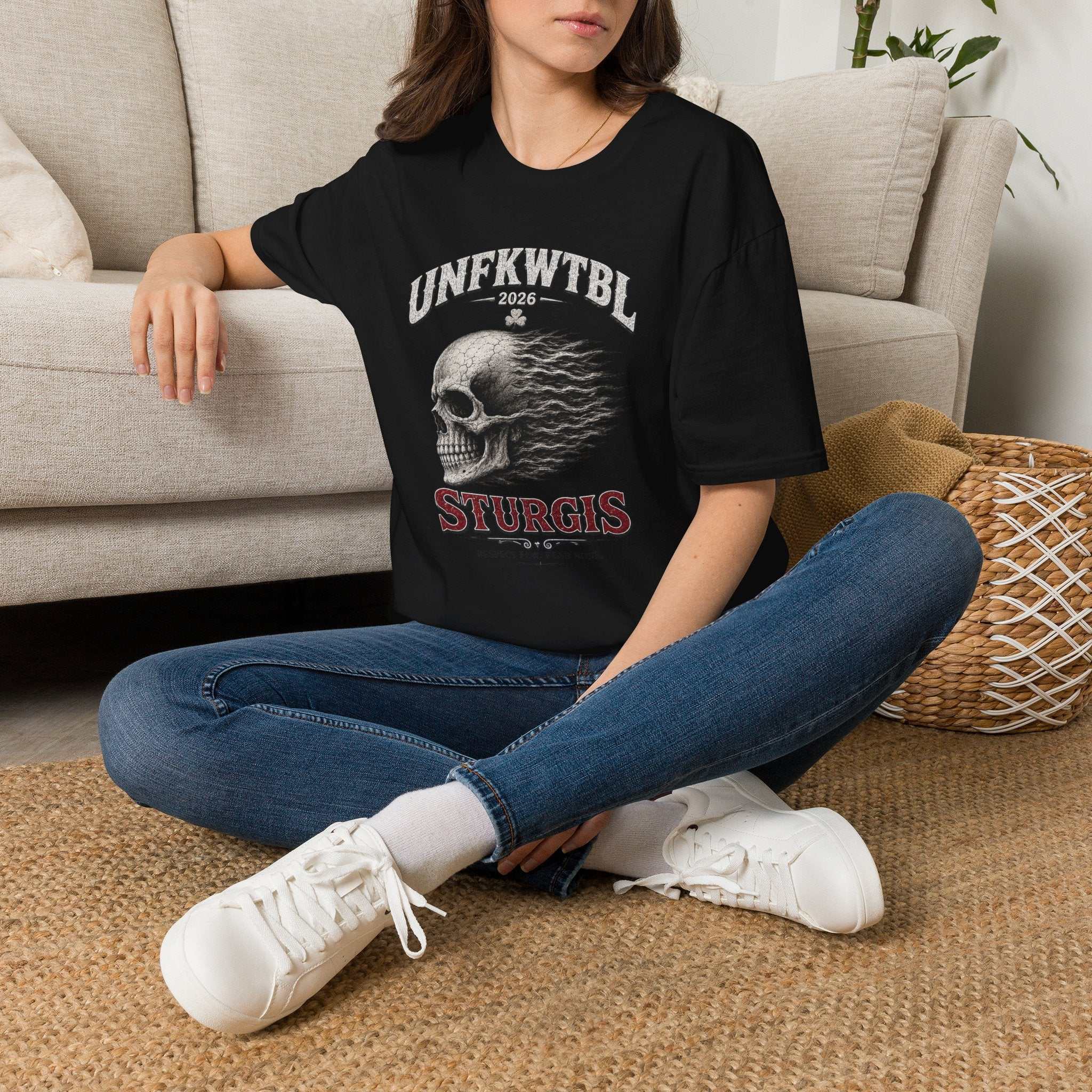 Skull Flame Sturgis T-Shirt — UNFKWTBL 2026 Motorcycle Rally Tee