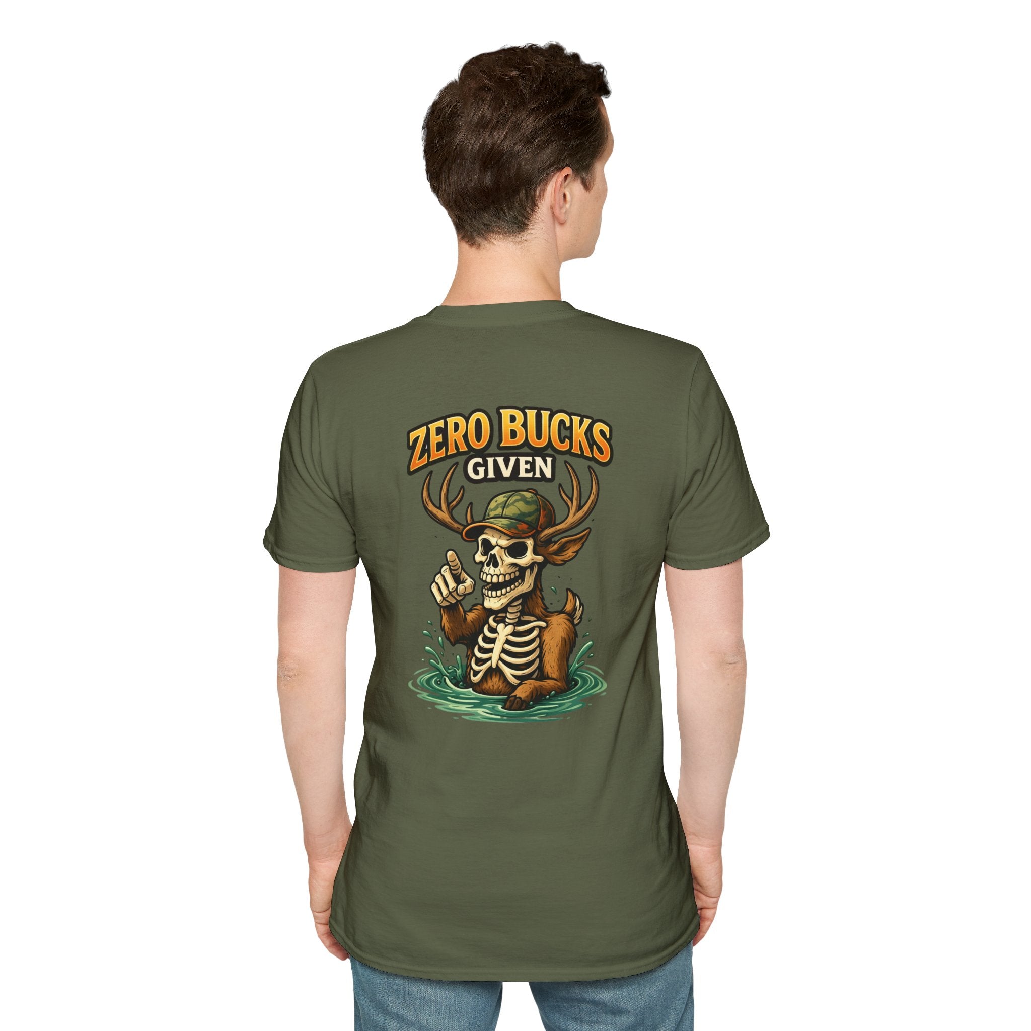 Zero Bucks Given T-Shirt — Skull Deer Hunter Graphic Tee