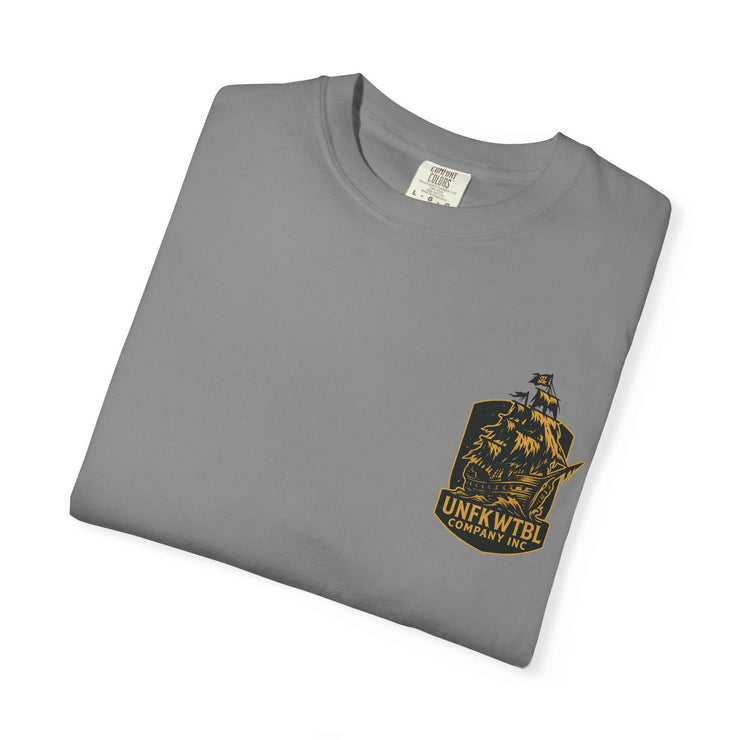 Control the Chaos unisex garment-dyed gray t-shirt with vibrant adventure graphic and sustainable fabric