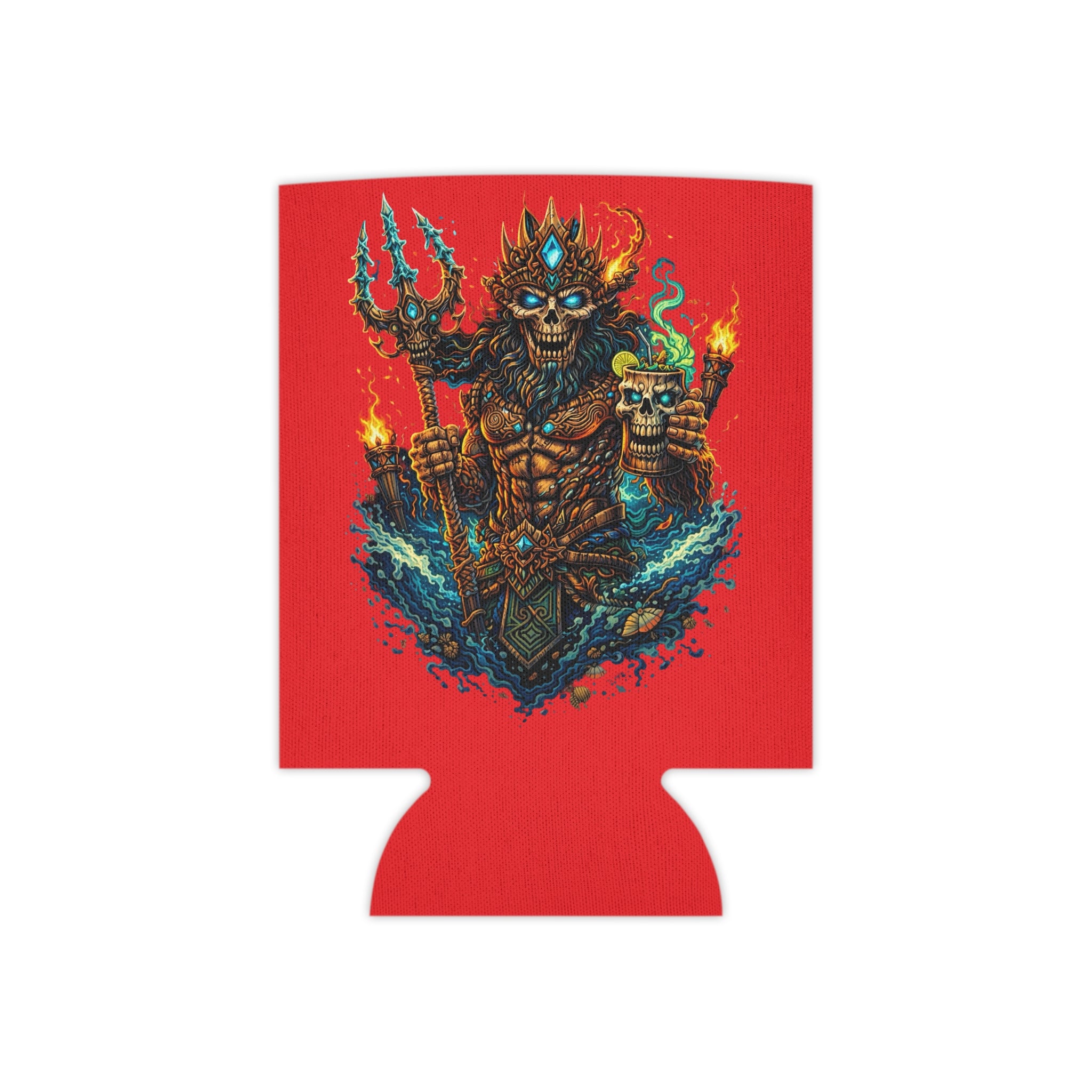 Stay Cold Can Cooler — Skull Hand & Trident Island Beer Koozie