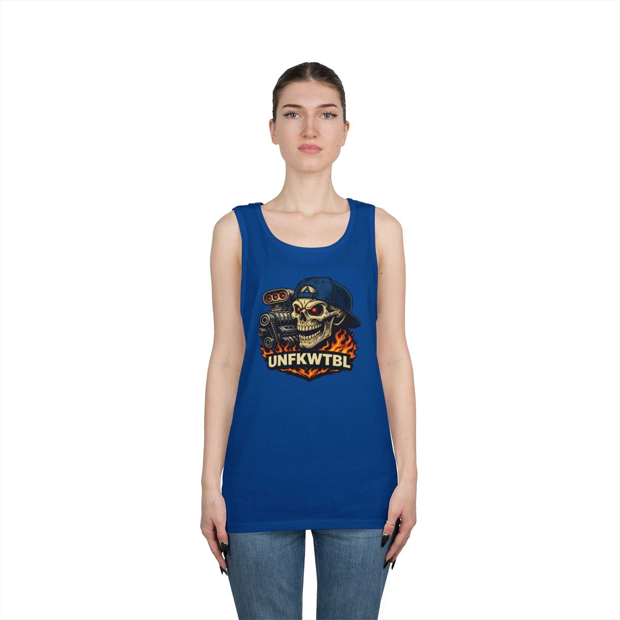 Skull Mechanic Tank Top — 'UNFKWTBL' Vintage Hot Rod Graphic