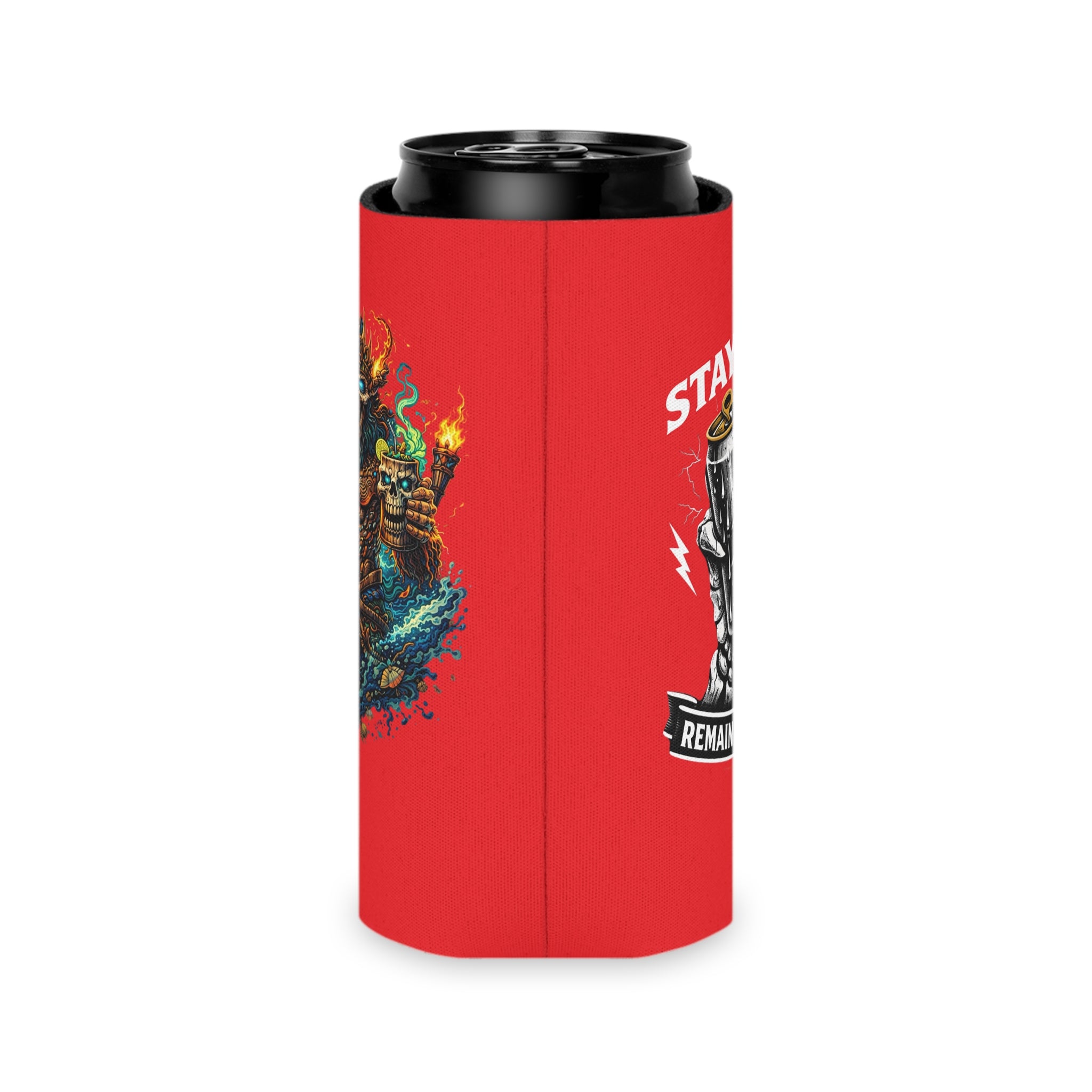 Stay Cold Can Cooler — Skull Hand & Trident Island Beer Koozie