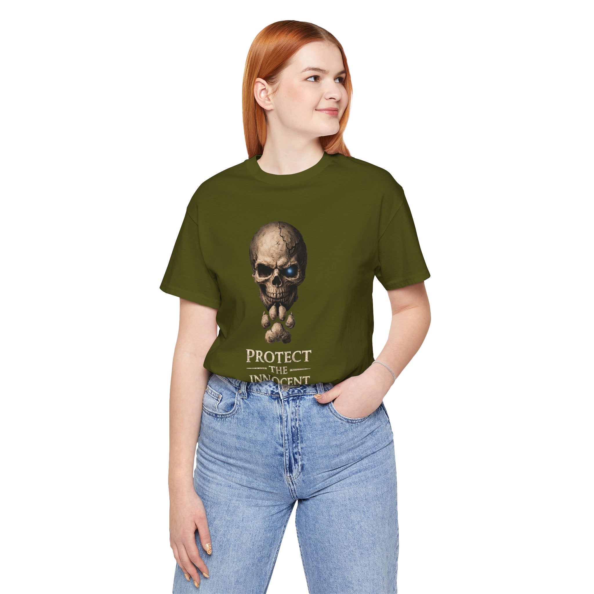 Protect the Innocent Skull Tee — "Harm Them... Answer For It." Statement T-Shirt